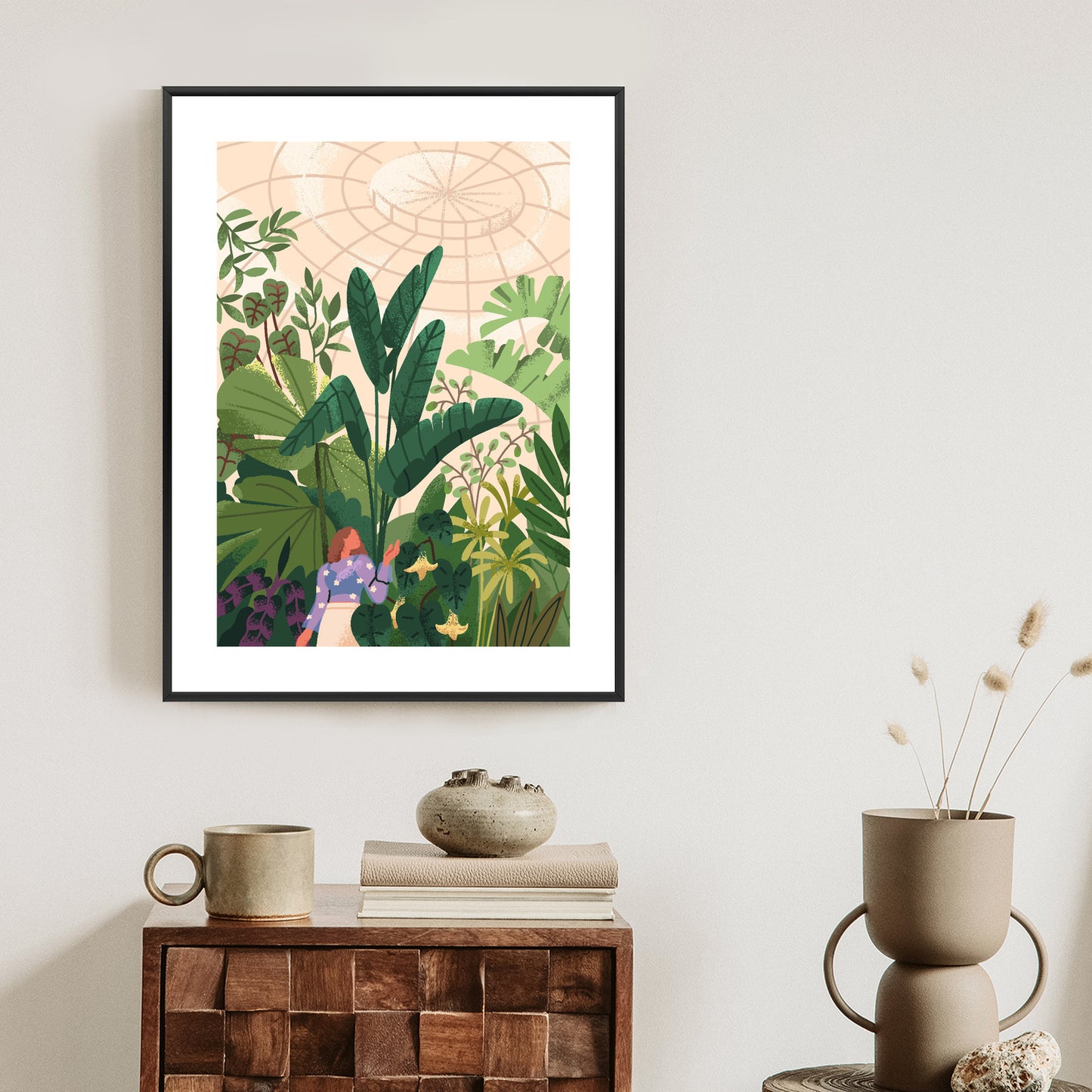 Poster Gewächshaus Und Exotische Pflanzen Rahmen Holz Mit Passepartout Farbe Natürlich