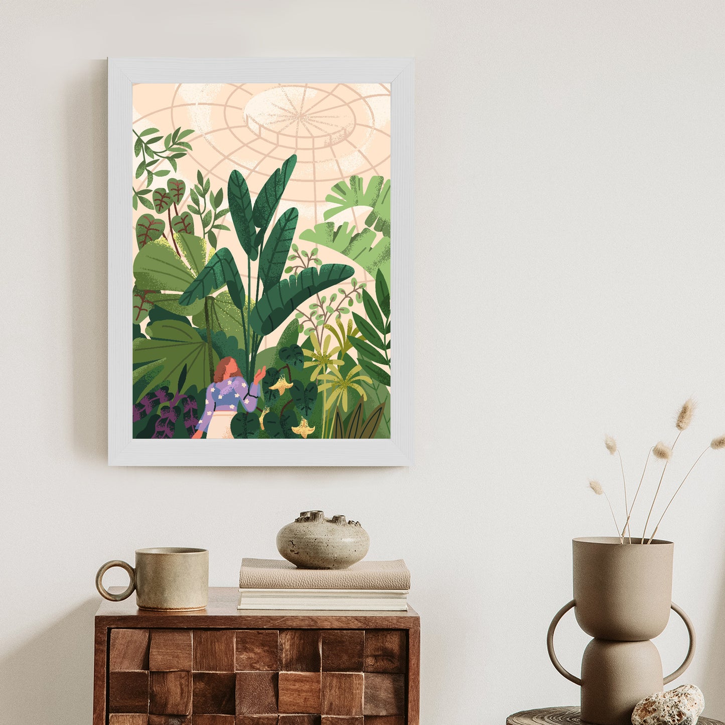 Poster Gewächshaus Und Exotische Pflanzen Rahmen Holz Mit Passepartout Farbe Natürlich