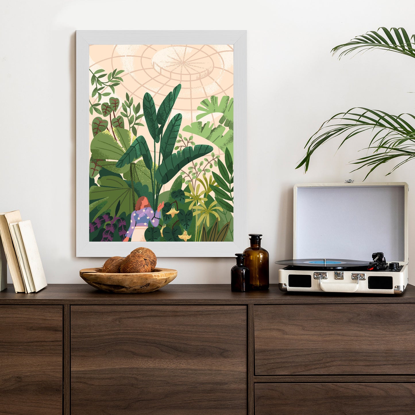 Poster Gewächshaus Und Exotische Pflanzen Rahmen Holz Mit Passepartout Farbe Natürlich