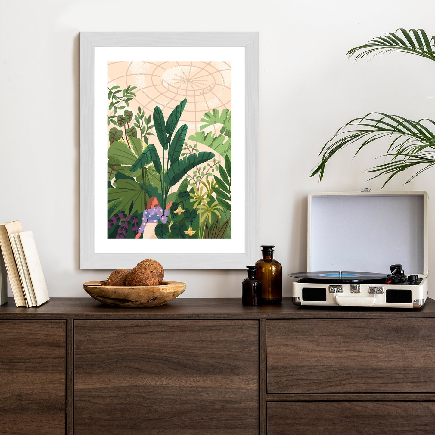 Poster Gewächshaus Und Exotische Pflanzen Rahmen Holz Mit Passepartout Farbe Natürlich