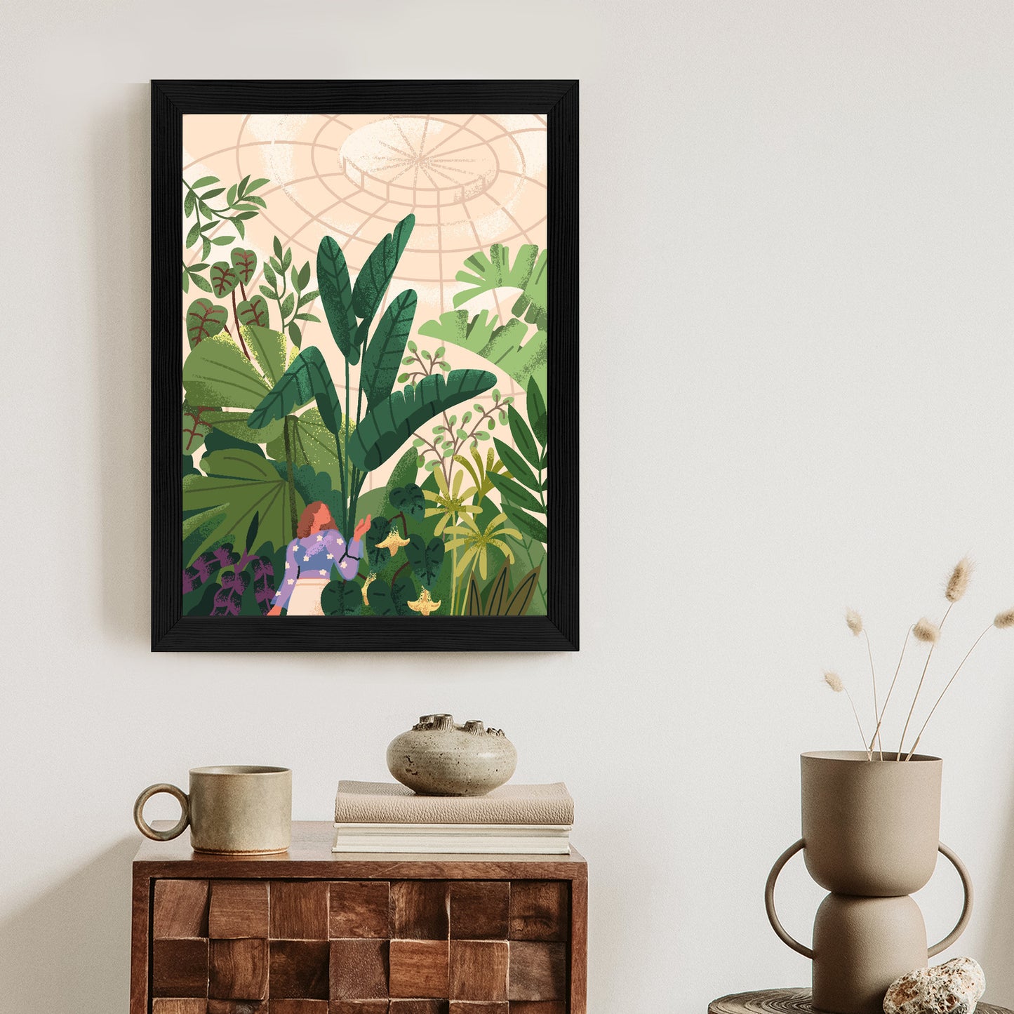 Poster Gewächshaus Und Exotische Pflanzen Rahmen Holz Mit Passepartout Farbe Natürlich