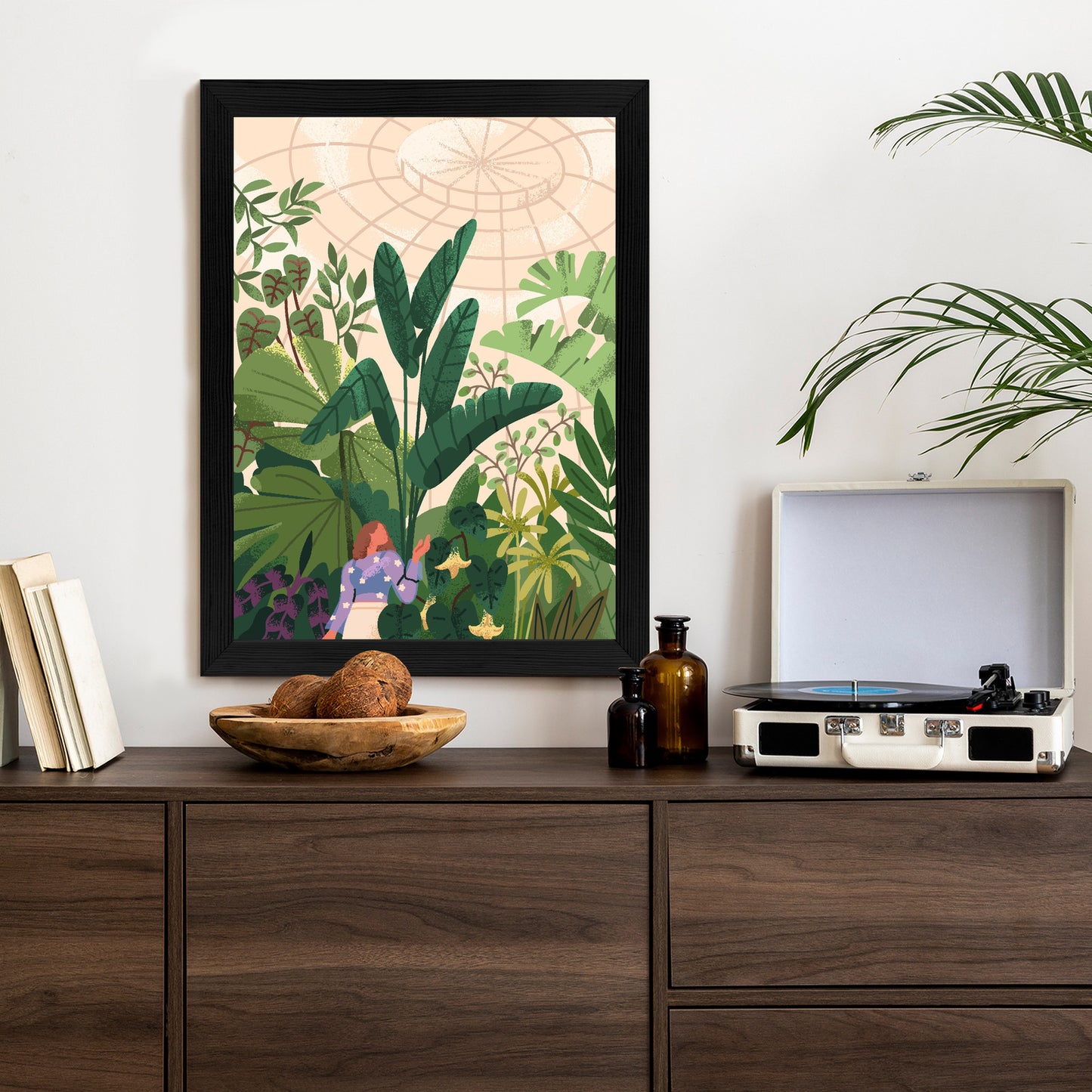 Poster Gewächshaus Und Exotische Pflanzen Rahmen Holz Mit Passepartout Farbe Natürlich