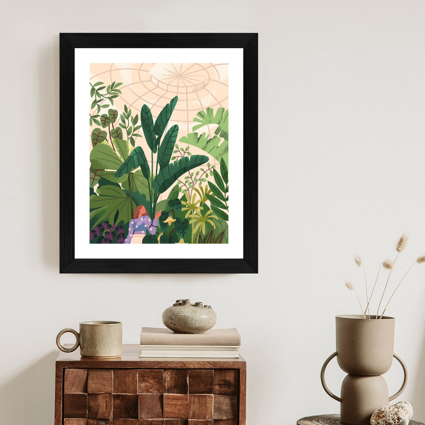 Poster Gewächshaus Und Exotische Pflanzen Rahmen Holz Mit Passepartout Farbe Natürlich