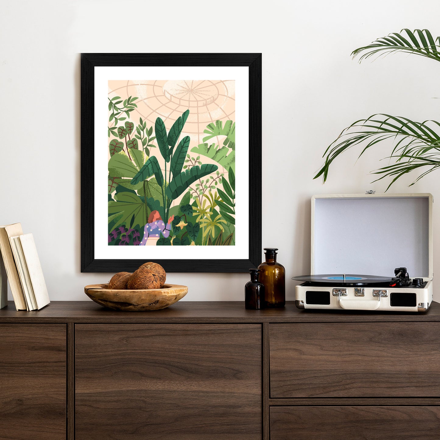 Poster Gewächshaus Und Exotische Pflanzen Rahmen Holz Mit Passepartout Farbe Natürlich