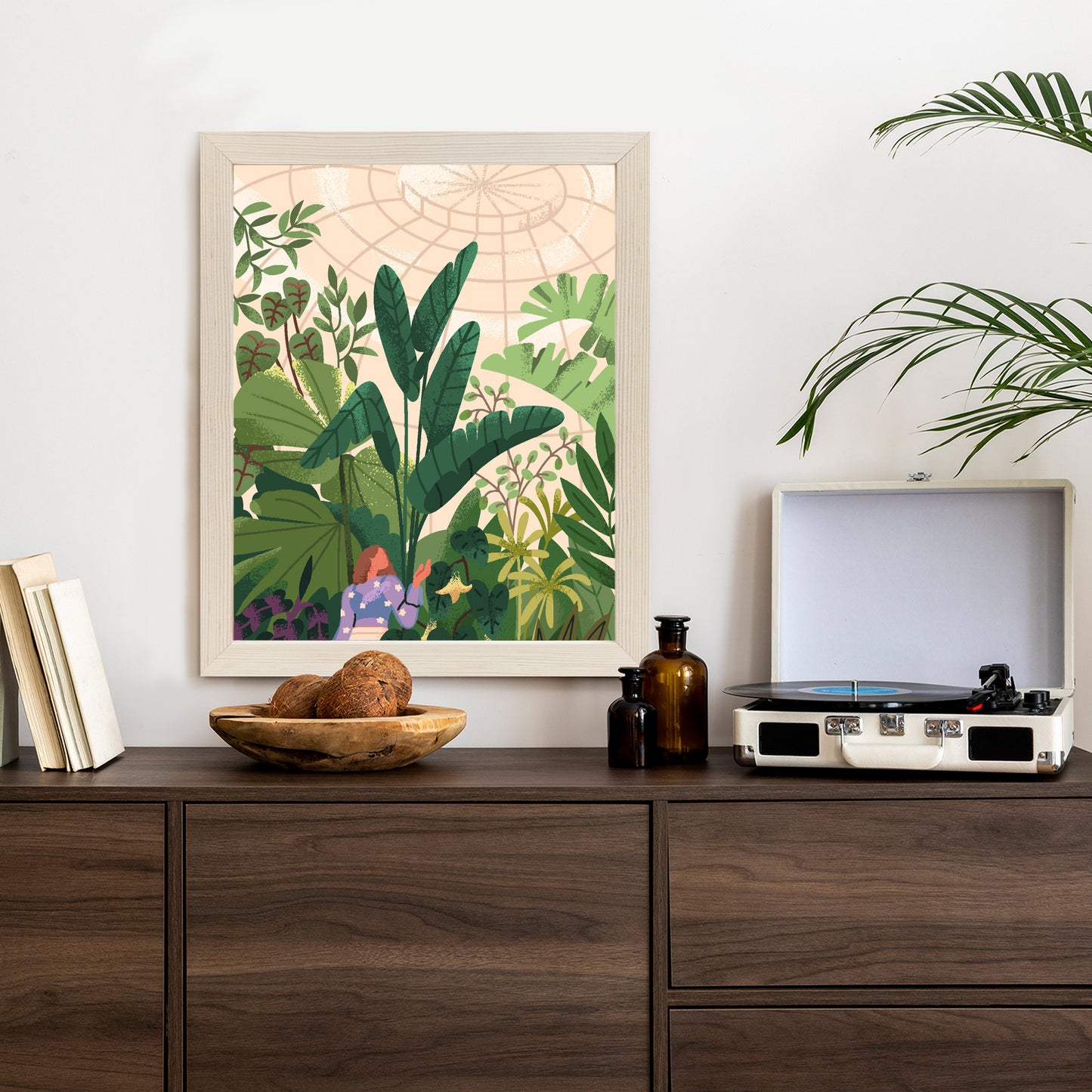 Poster Gewächshaus Und Exotische Pflanzen Rahmen Holz Mit Passepartout Farbe Natürlich