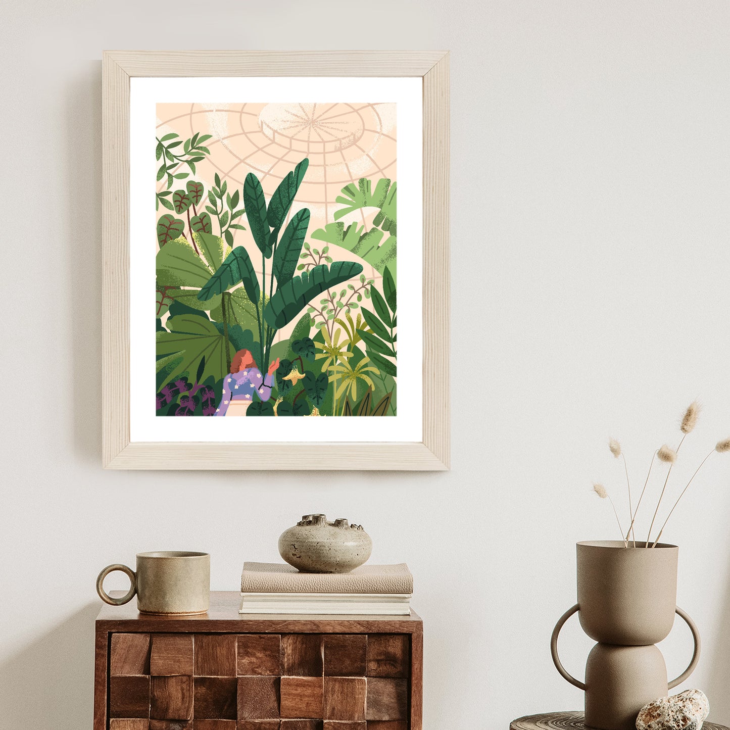 Poster Gewächshaus Und Exotische Pflanzen Rahmen Holz Mit Passepartout Farbe Natürlich