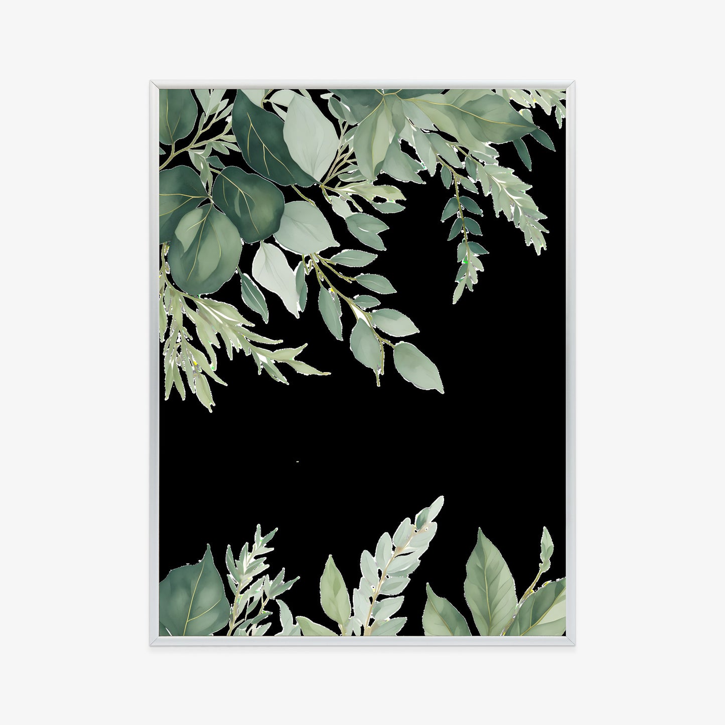 Poster Hängende Eukalyptusblätter Rahmen Hölzern Farbe Weiß