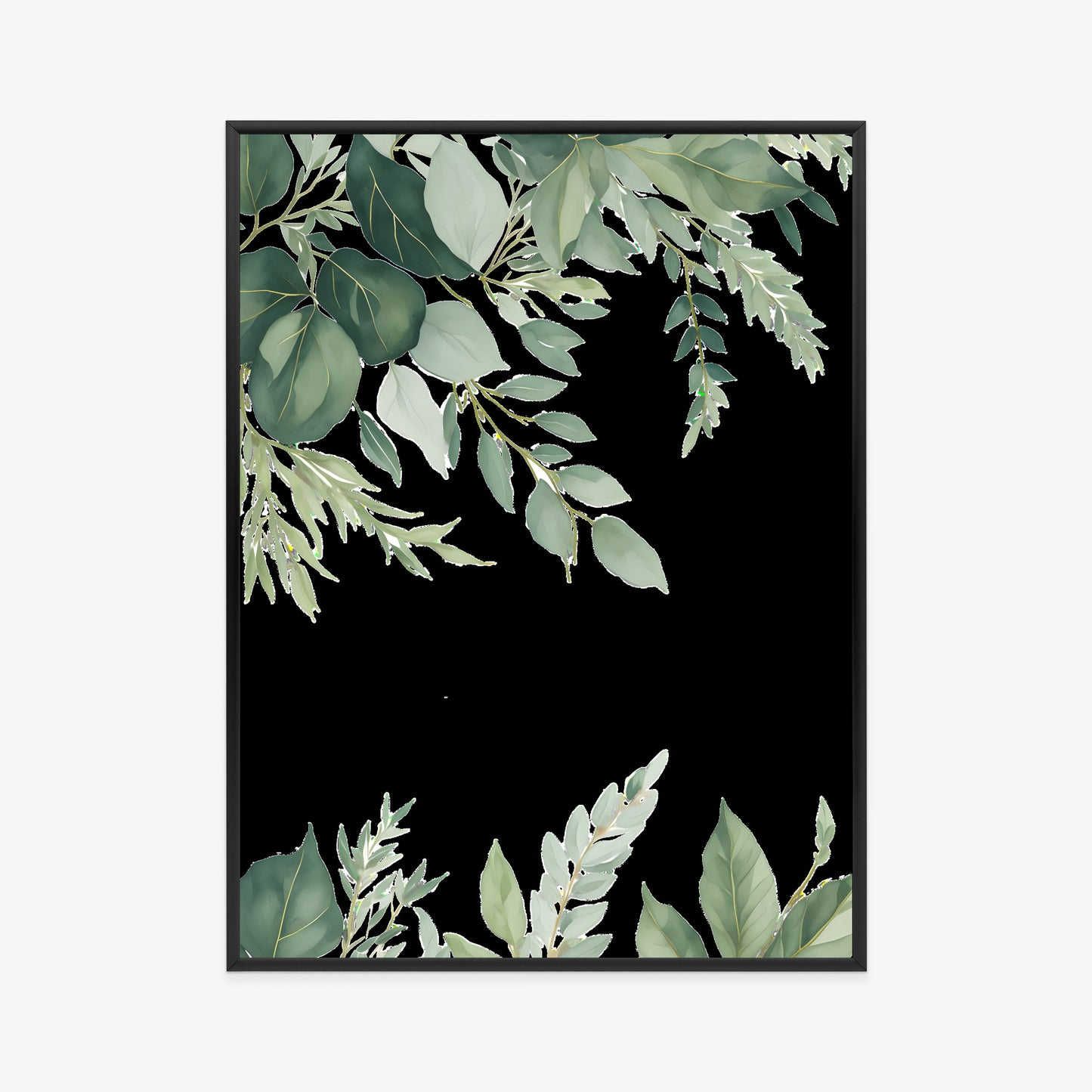 Poster Hängende Eukalyptusblätter Rahmen Hölzern Farbe Weiß