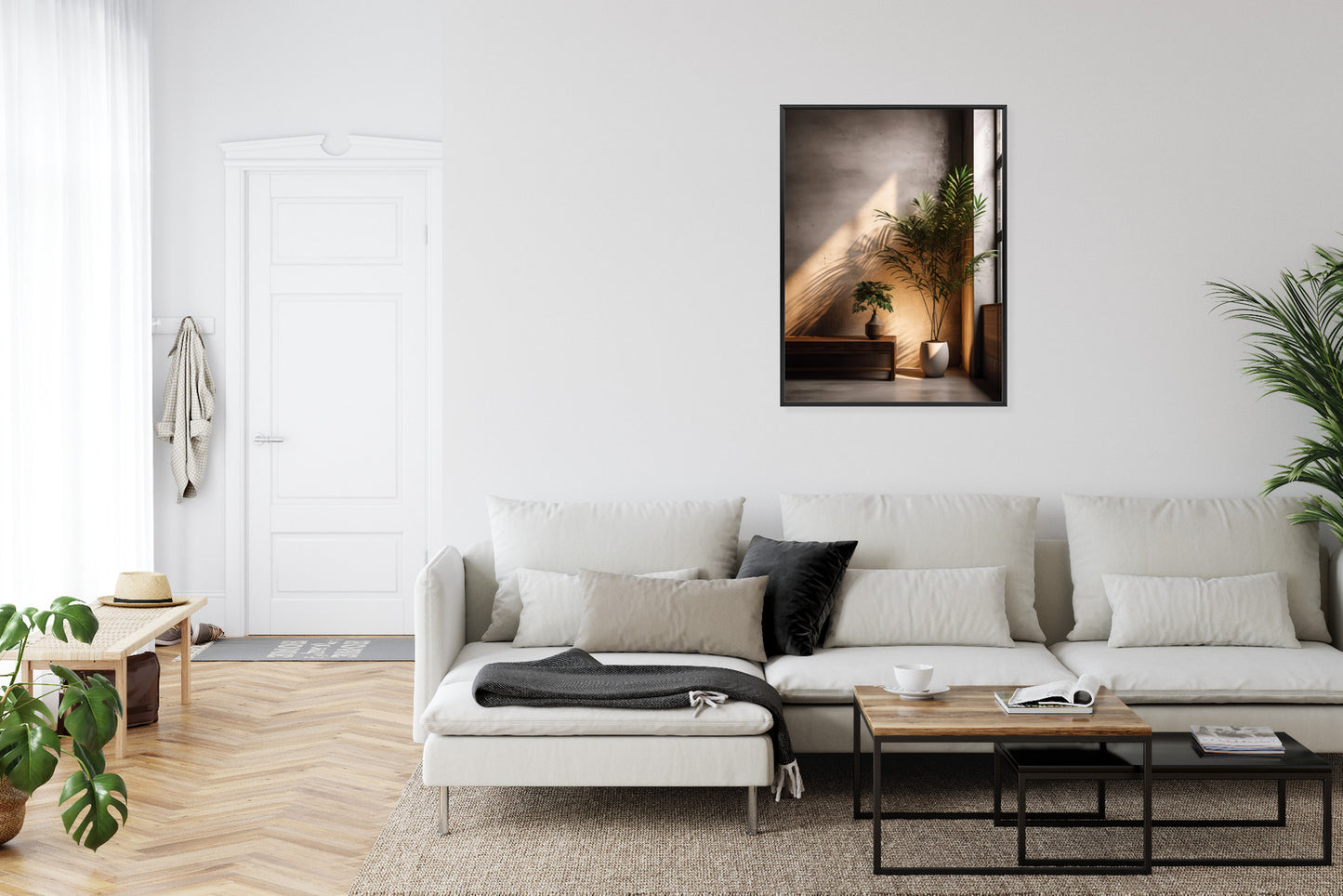 Poster Palmen Auf Dem Dachboden Rahmen Holz Mit Passepartout Farbe Natürlich