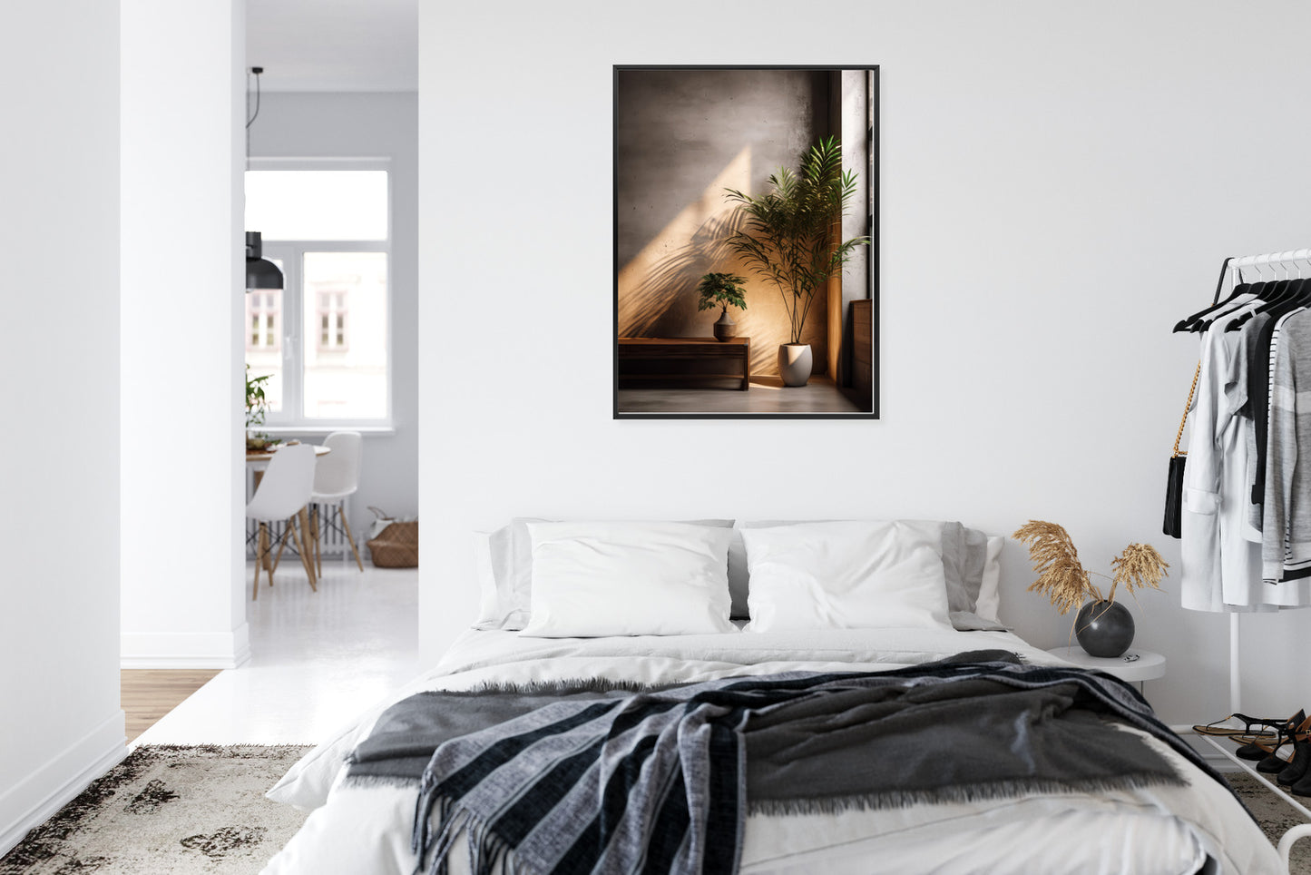 Poster Palmen Auf Dem Dachboden Rahmen Holz Mit Passepartout Farbe Natürlich