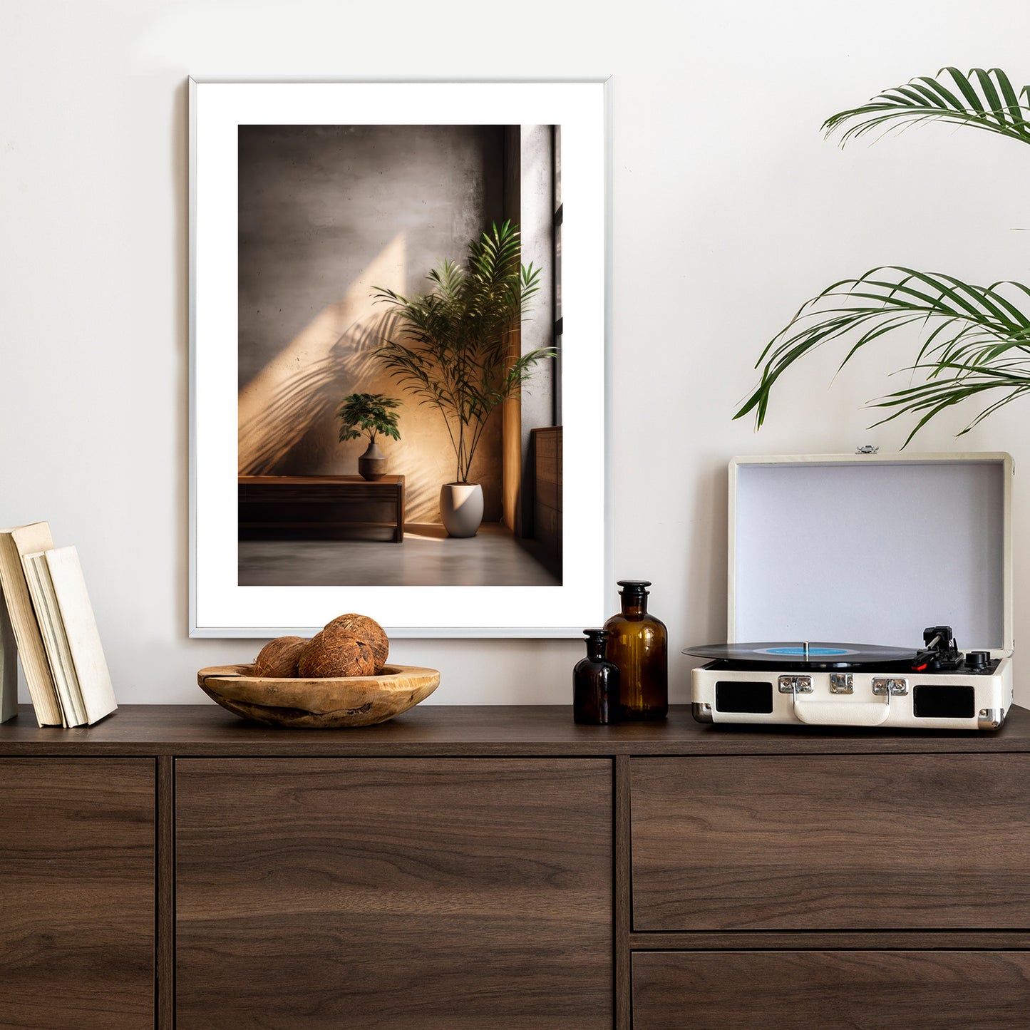 Poster Palmen Auf Dem Dachboden Rahmen Holz Mit Passepartout Farbe Natürlich