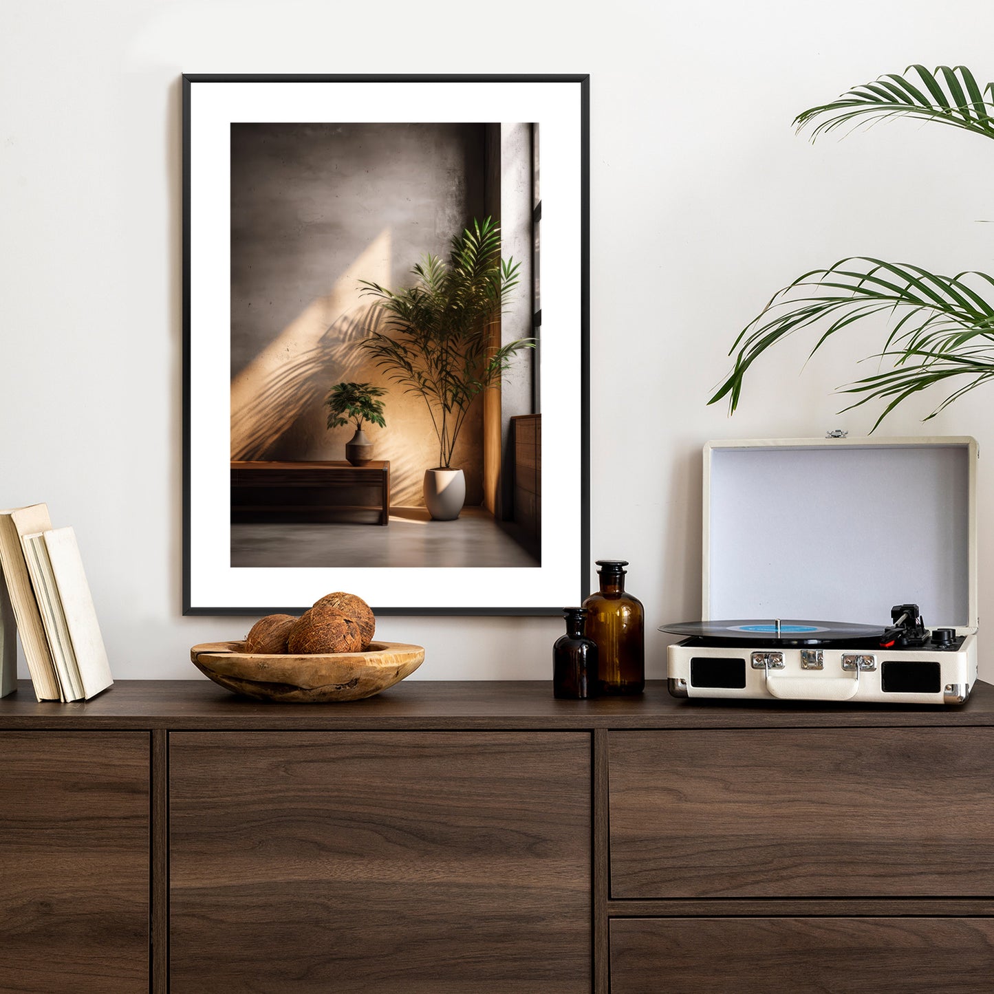 Poster Palmen Auf Dem Dachboden Rahmen Holz Mit Passepartout Farbe Natürlich