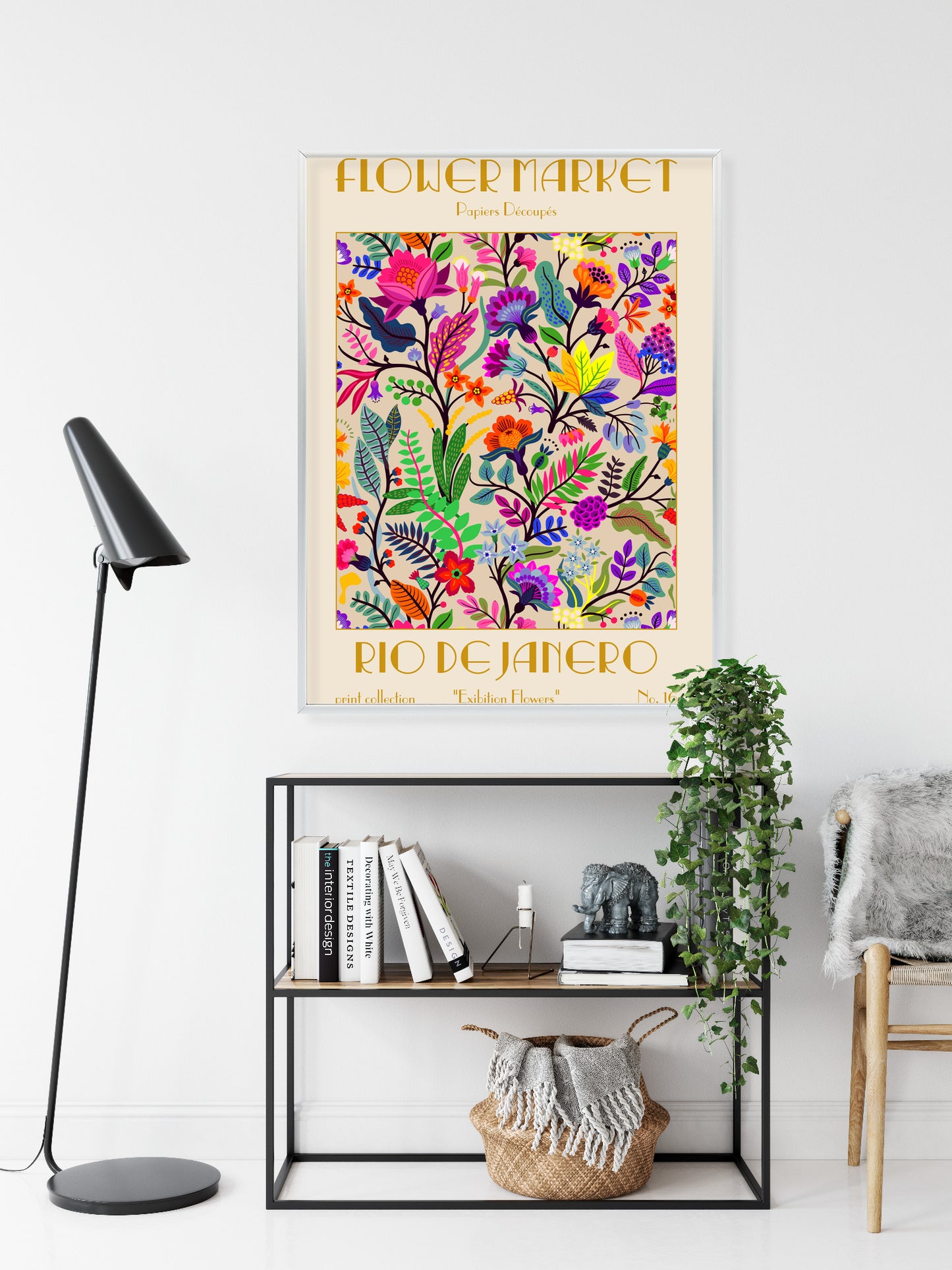 Poster Bunte Blumen Blumenmarkt Rahmen Holz Mit Passepartout Farbe Natürlich