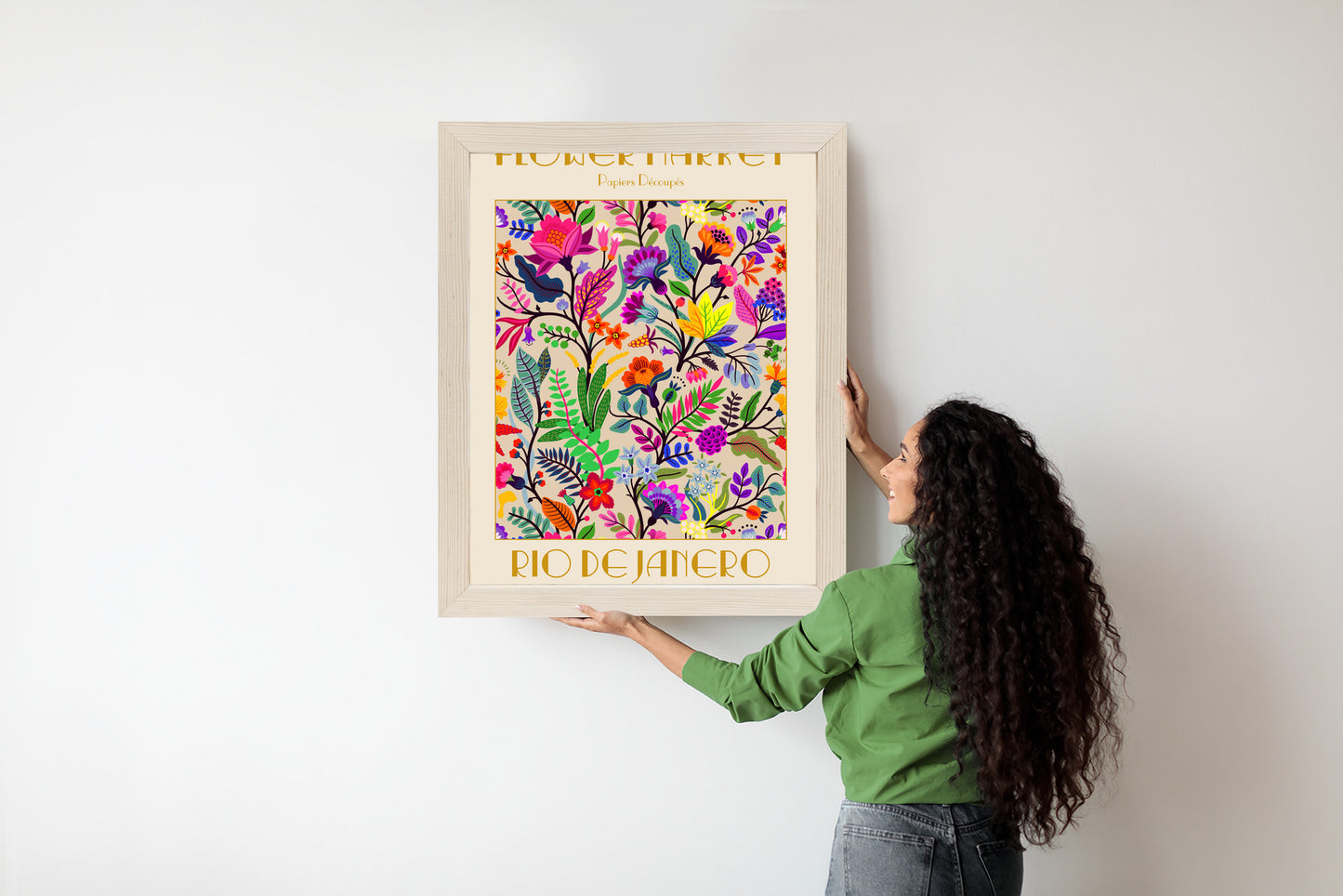 Poster Bunte Blumen Blumenmarkt Rahmen Holz Mit Passepartout Farbe Natürlich
