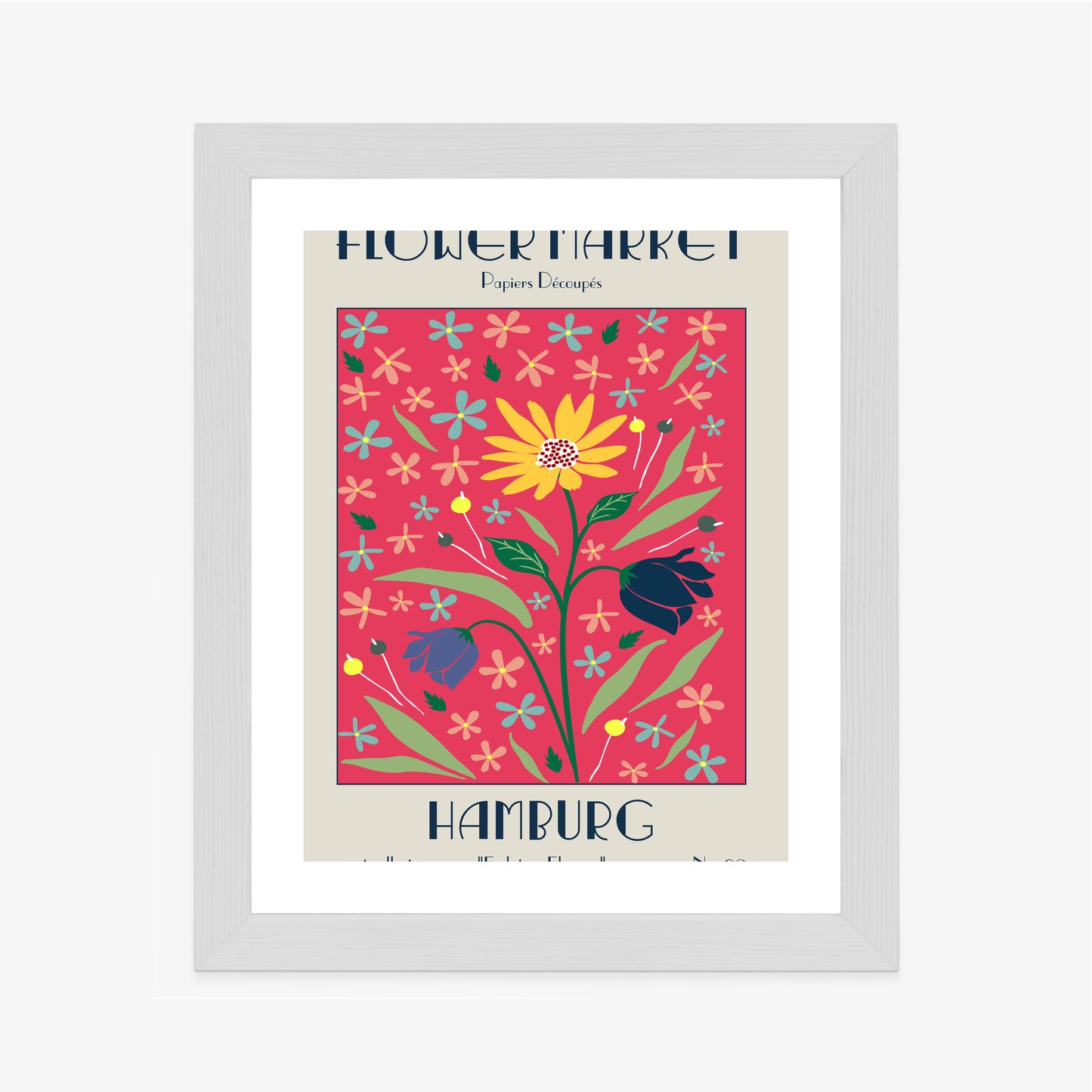 Poster Hamburger Blumenmarkt Rahmen Holz Mit Passepartout Farbe Natürlich