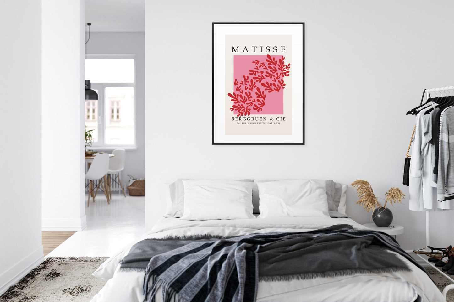 Poster Botanische Dekoration Im Matisse-Stil Rahmen Holz Mit Passepartout Farbe Natürlich