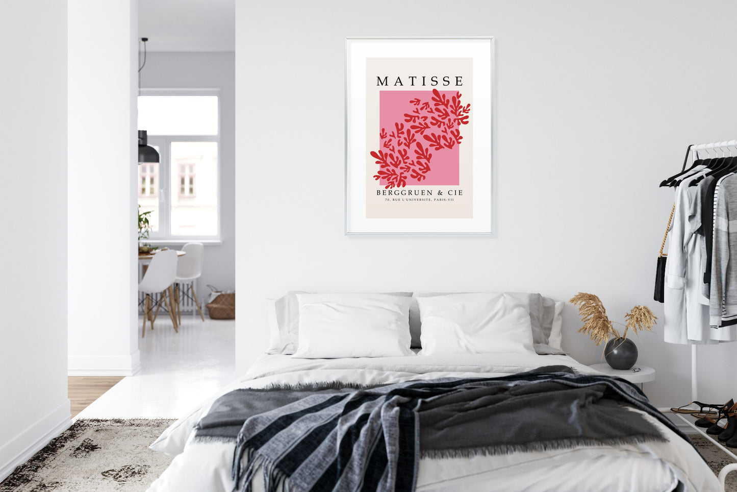 Poster Botanische Dekoration Im Matisse-Stil Rahmen Holz Mit Passepartout Farbe Natürlich