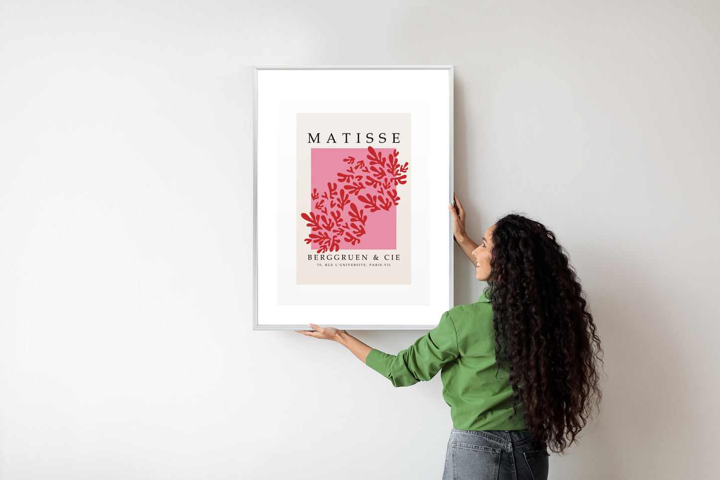 Poster Botanische Dekoration Im Matisse-Stil Rahmen Holz Mit Passepartout Farbe Natürlich