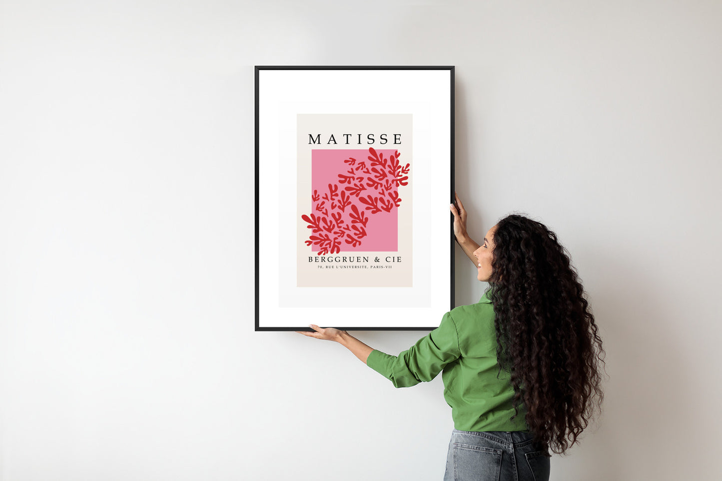 Poster Botanische Dekoration Im Matisse-Stil Rahmen Holz Mit Passepartout Farbe Natürlich