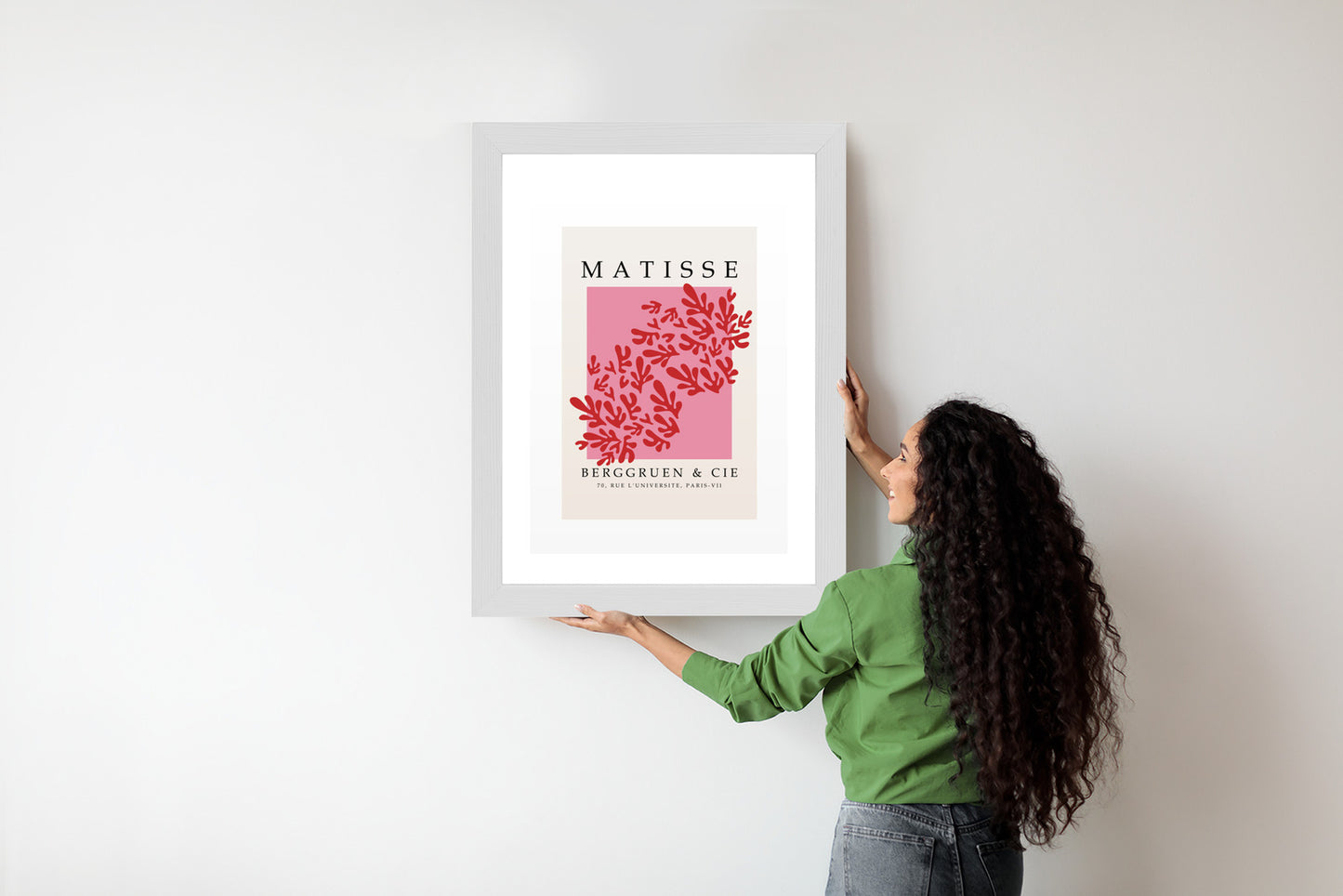 Poster Botanische Dekoration Im Matisse-Stil Rahmen Holz Mit Passepartout Farbe Natürlich