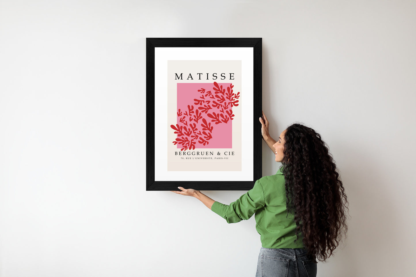 Poster Botanische Dekoration Im Matisse-Stil Rahmen Holz Mit Passepartout Farbe Natürlich