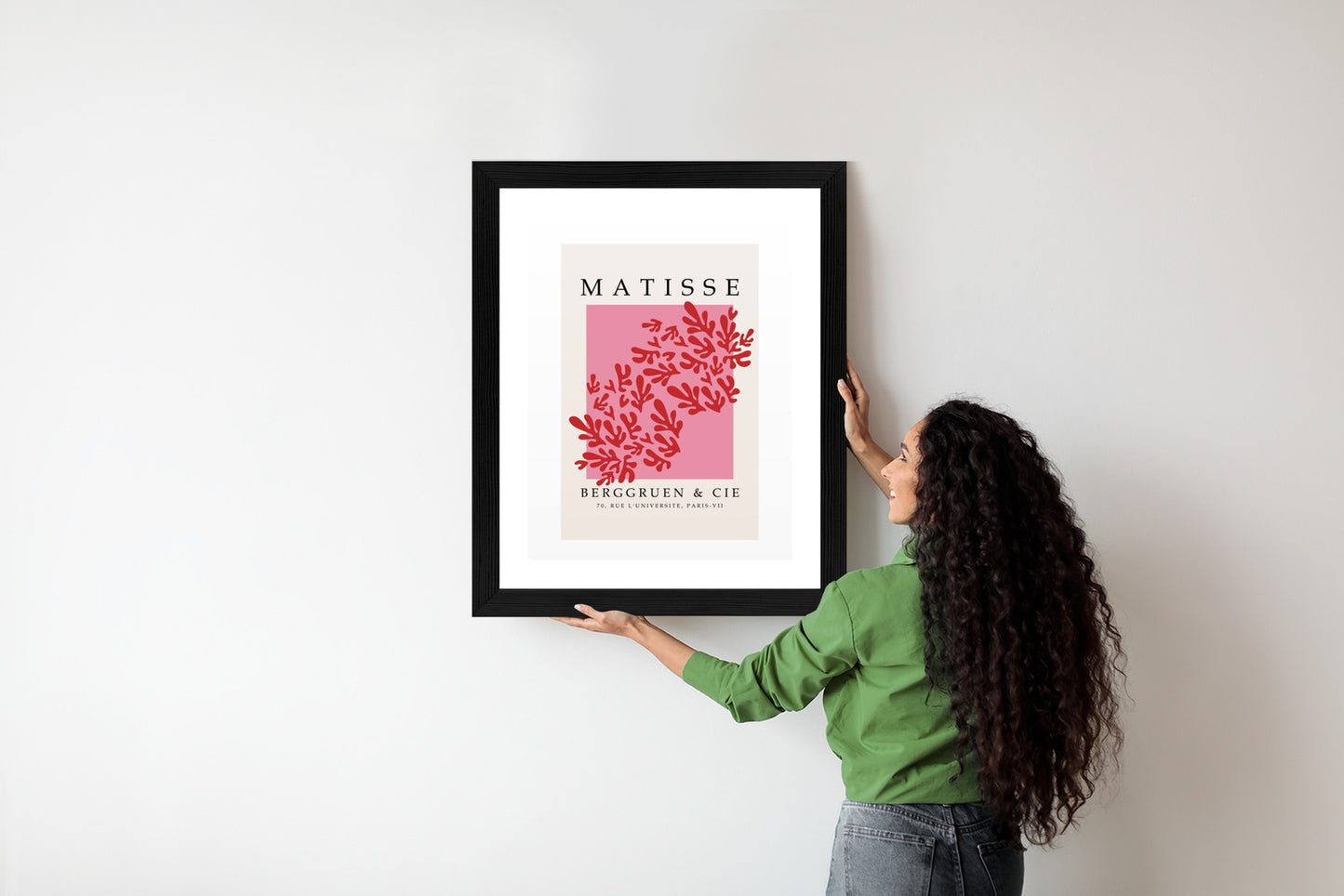 Poster Botanische Dekoration Im Matisse-Stil Rahmen Holz Mit Passepartout Farbe Natürlich