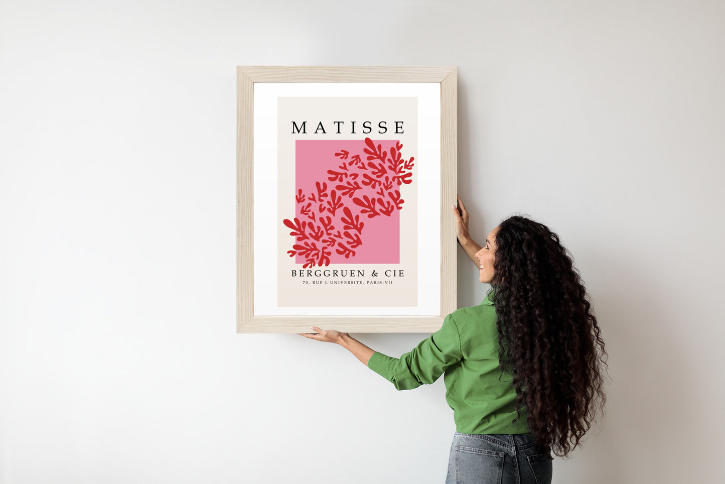 Poster Botanische Dekoration Im Matisse-Stil Rahmen Holz Mit Passepartout Farbe Natürlich