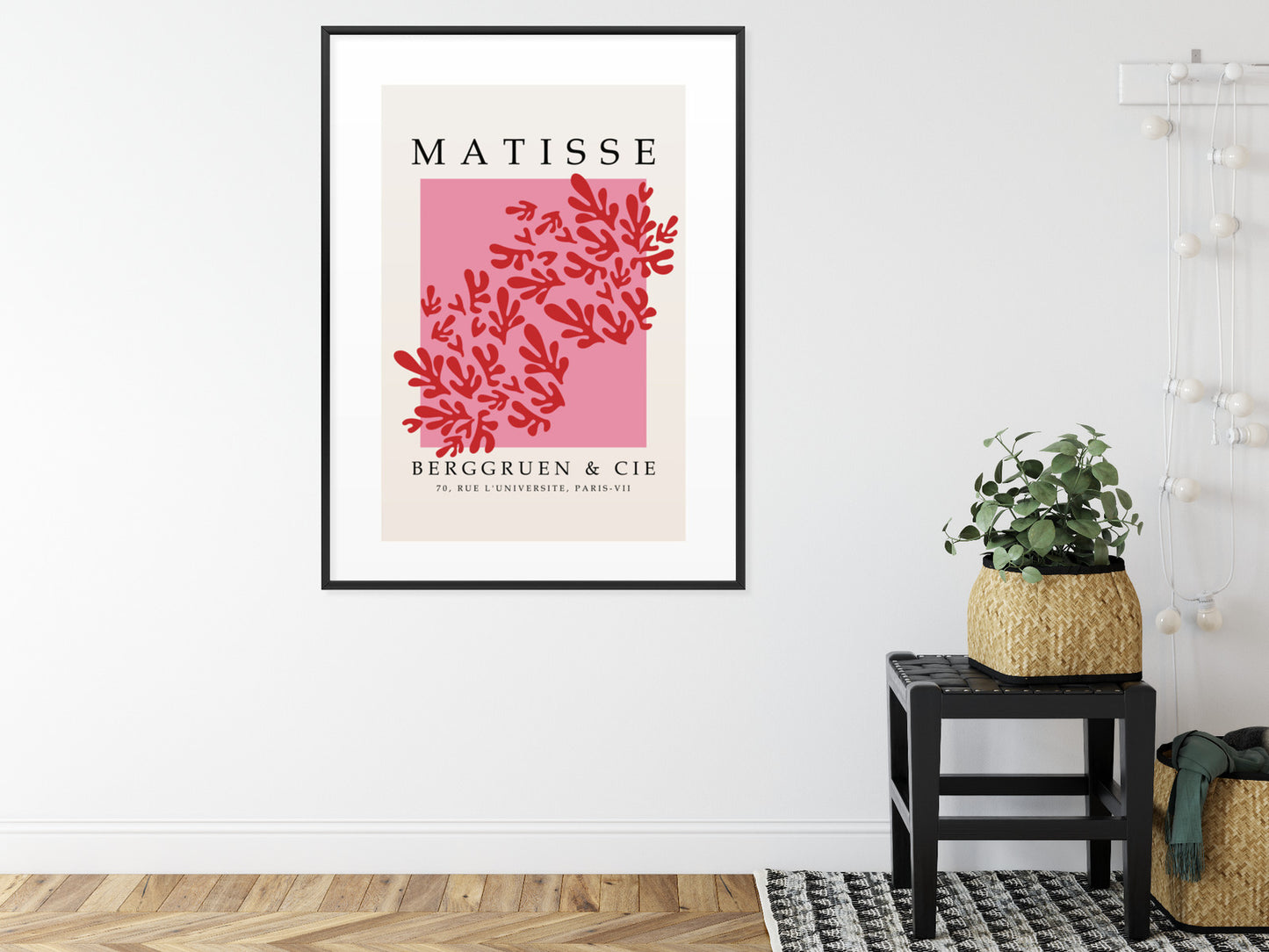 Poster Botanische Dekoration Im Matisse-Stil Rahmen Holz Mit Passepartout Farbe Natürlich