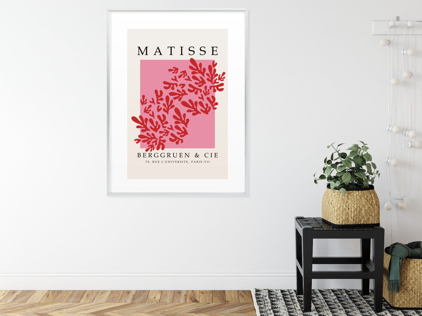 Poster Botanische Dekoration Im Matisse-Stil Rahmen Holz Mit Passepartout Farbe Natürlich