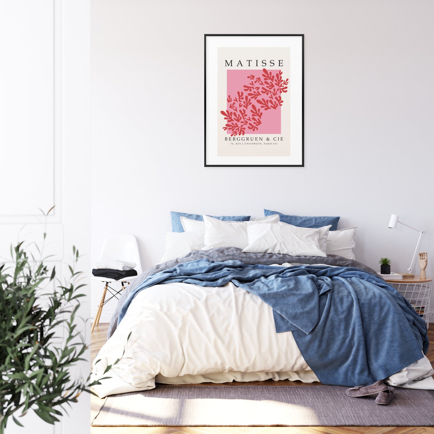 Poster Botanische Dekoration Im Matisse-Stil Rahmen Holz Mit Passepartout Farbe Natürlich