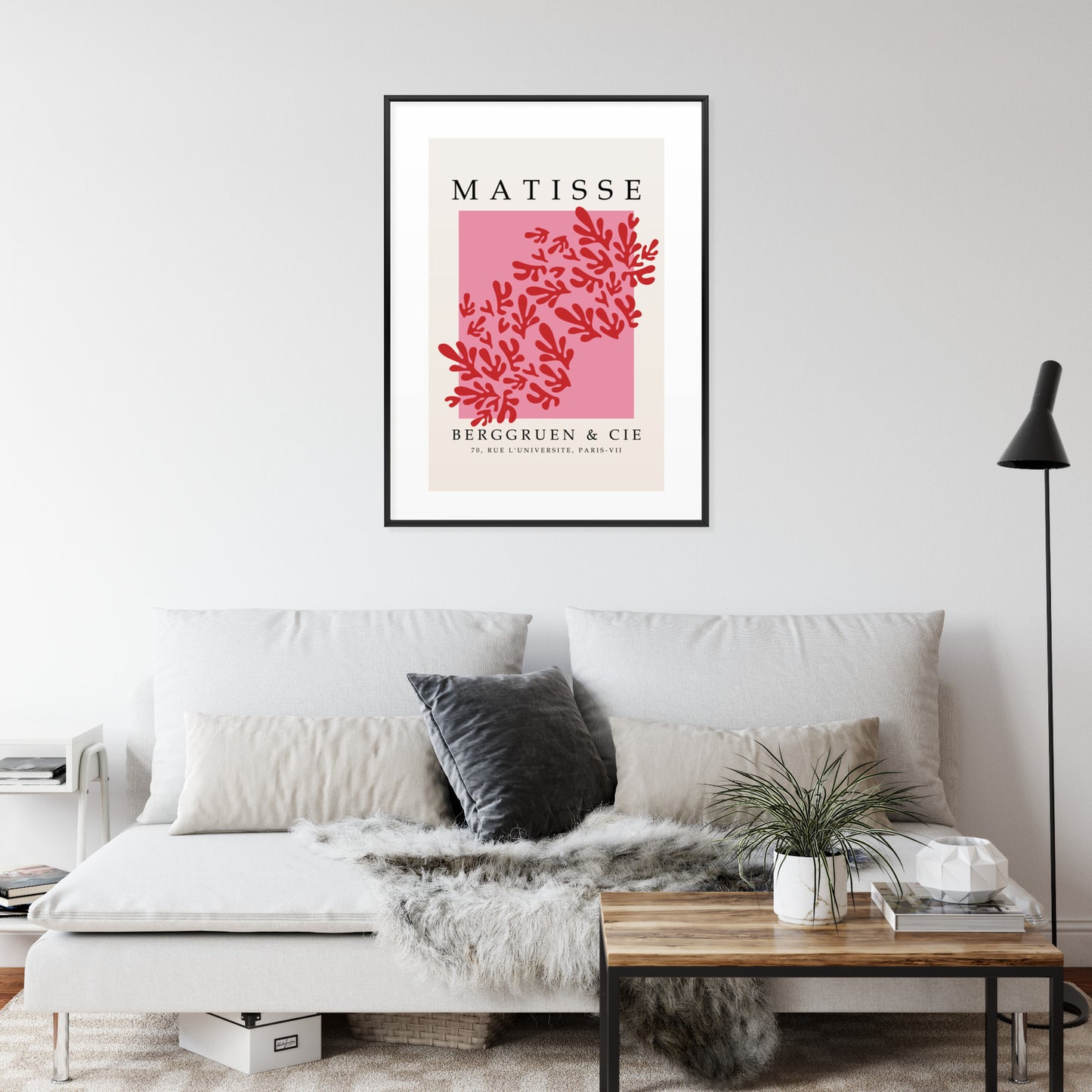 Poster Botanische Dekoration Im Matisse-Stil Rahmen Holz Mit Passepartout Farbe Natürlich
