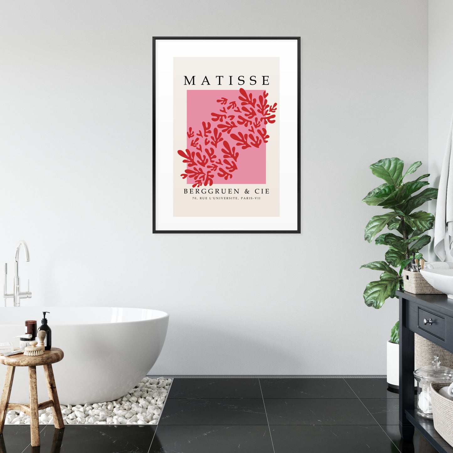 Poster Botanische Dekoration Im Matisse-Stil Rahmen Holz Mit Passepartout Farbe Natürlich