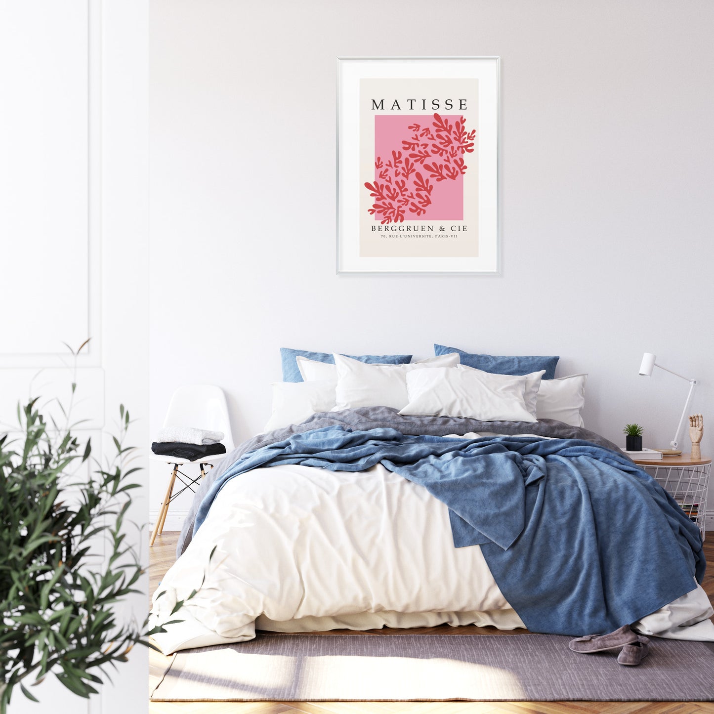 Poster Botanische Dekoration Im Matisse-Stil Rahmen Holz Mit Passepartout Farbe Natürlich