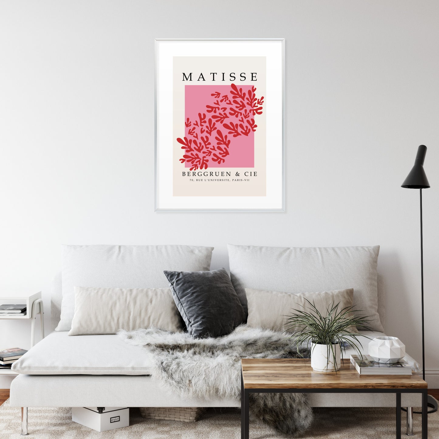 Poster Botanische Dekoration Im Matisse-Stil Rahmen Holz Mit Passepartout Farbe Natürlich