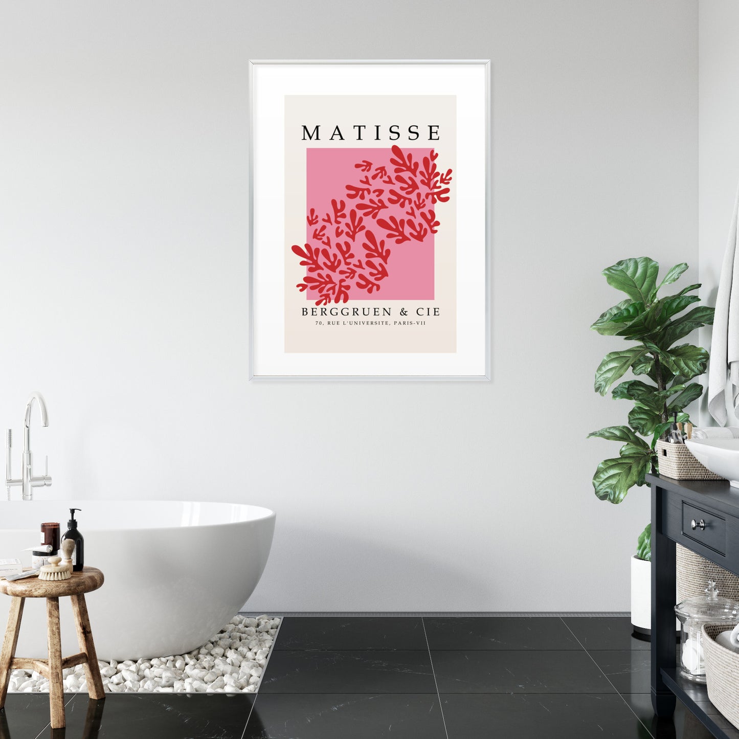 Poster Botanische Dekoration Im Matisse-Stil Rahmen Holz Mit Passepartout Farbe Natürlich