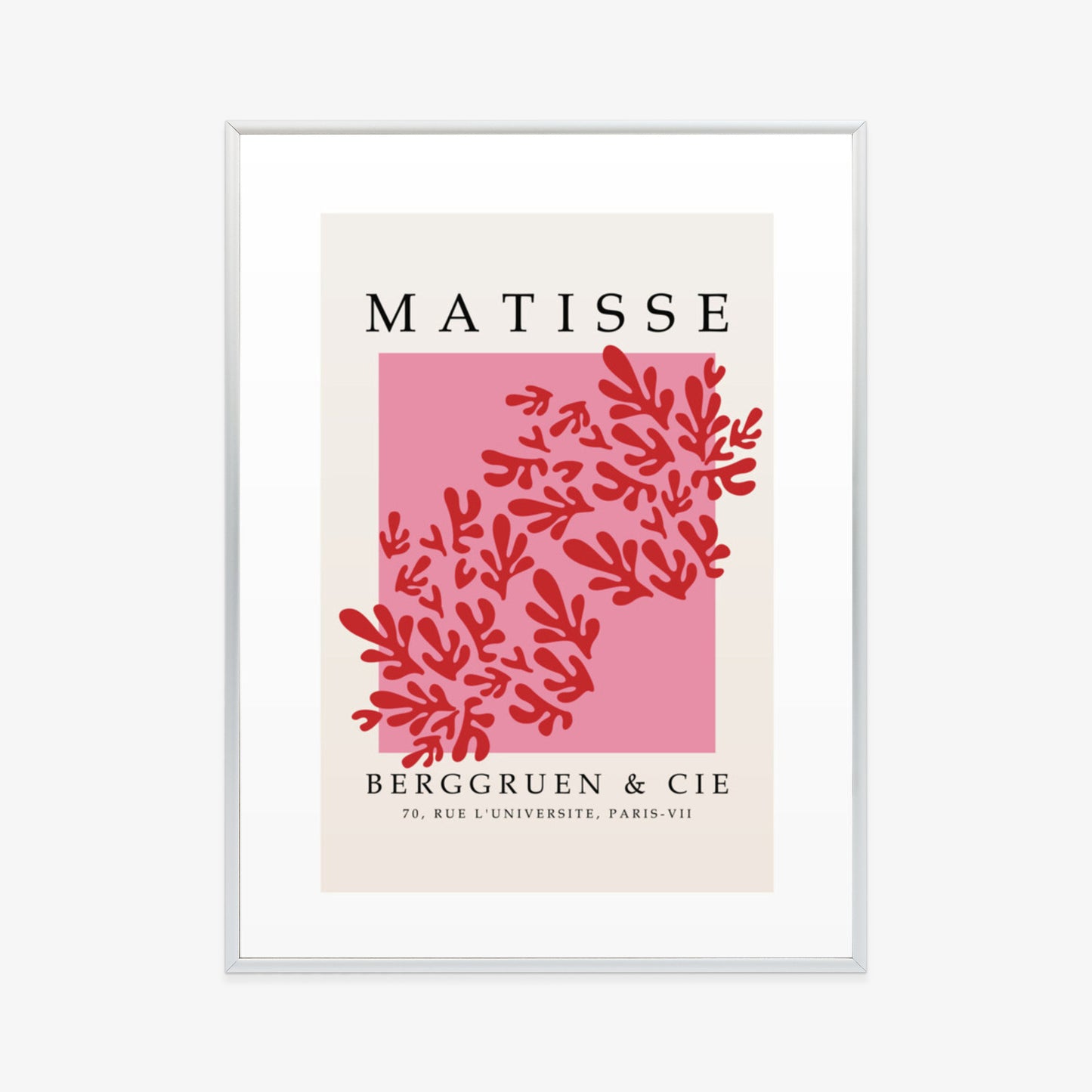 Poster Botanische Dekoration Im Matisse-Stil Rahmen Holz Mit Passepartout Farbe Natürlich