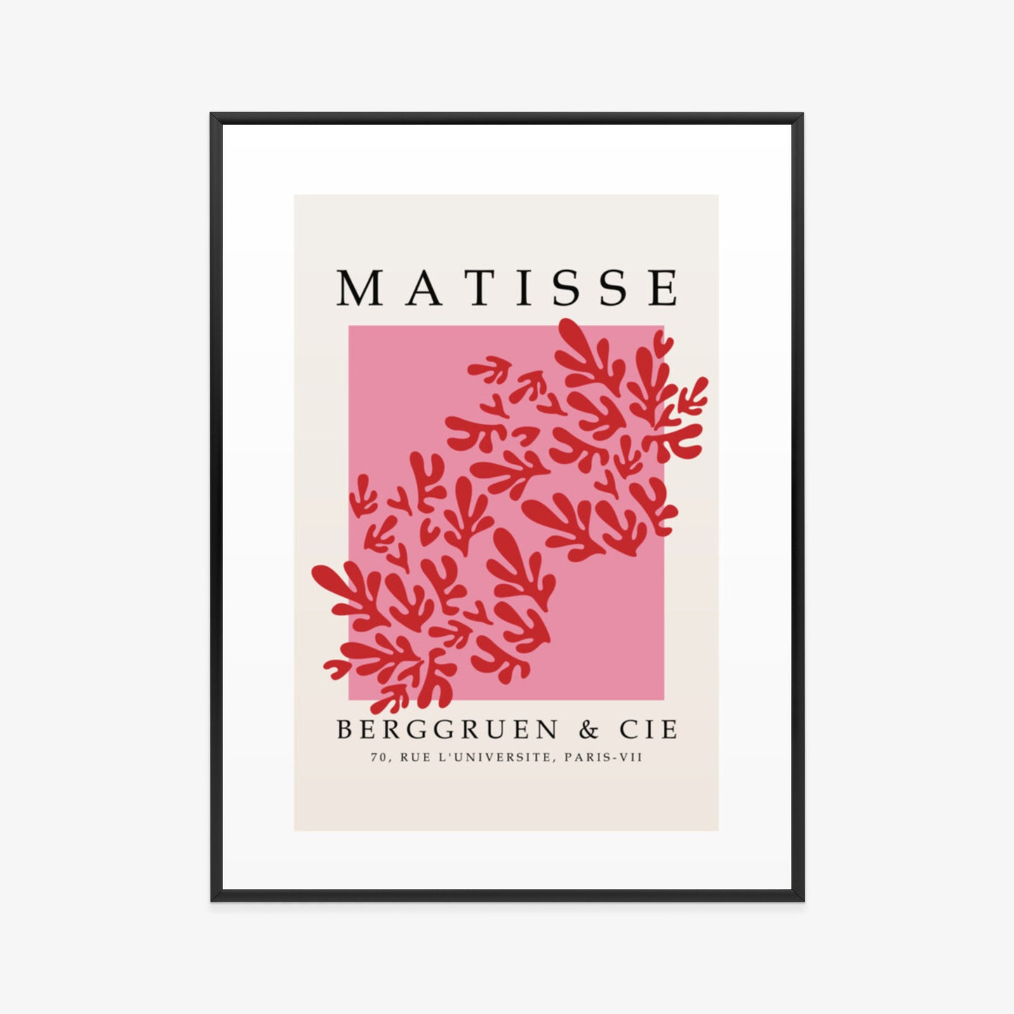 Poster Botanische Dekoration Im Matisse-Stil Rahmen Holz Mit Passepartout Farbe Natürlich