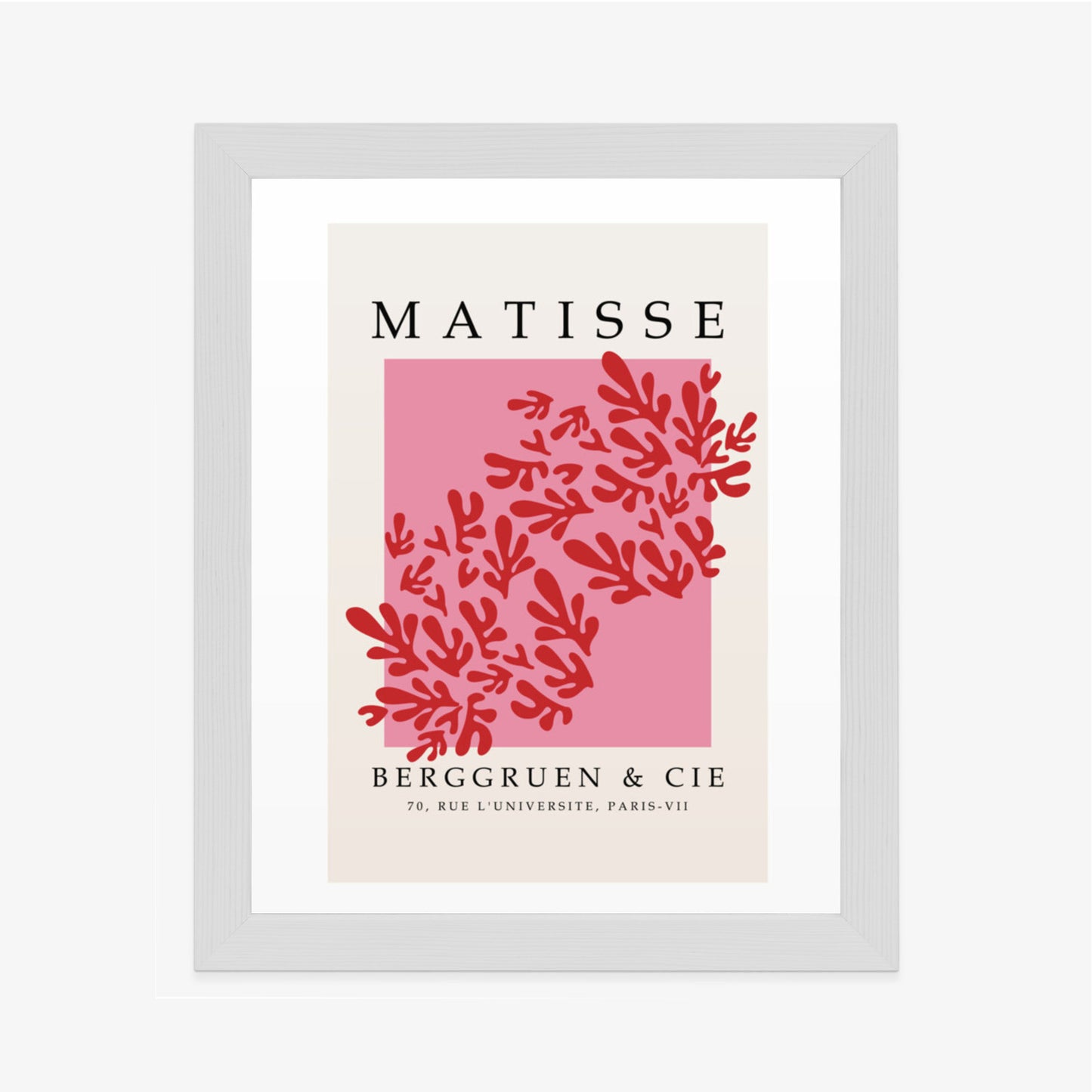 Poster Botanische Dekoration Im Matisse-Stil Rahmen Holz Mit Passepartout Farbe Natürlich