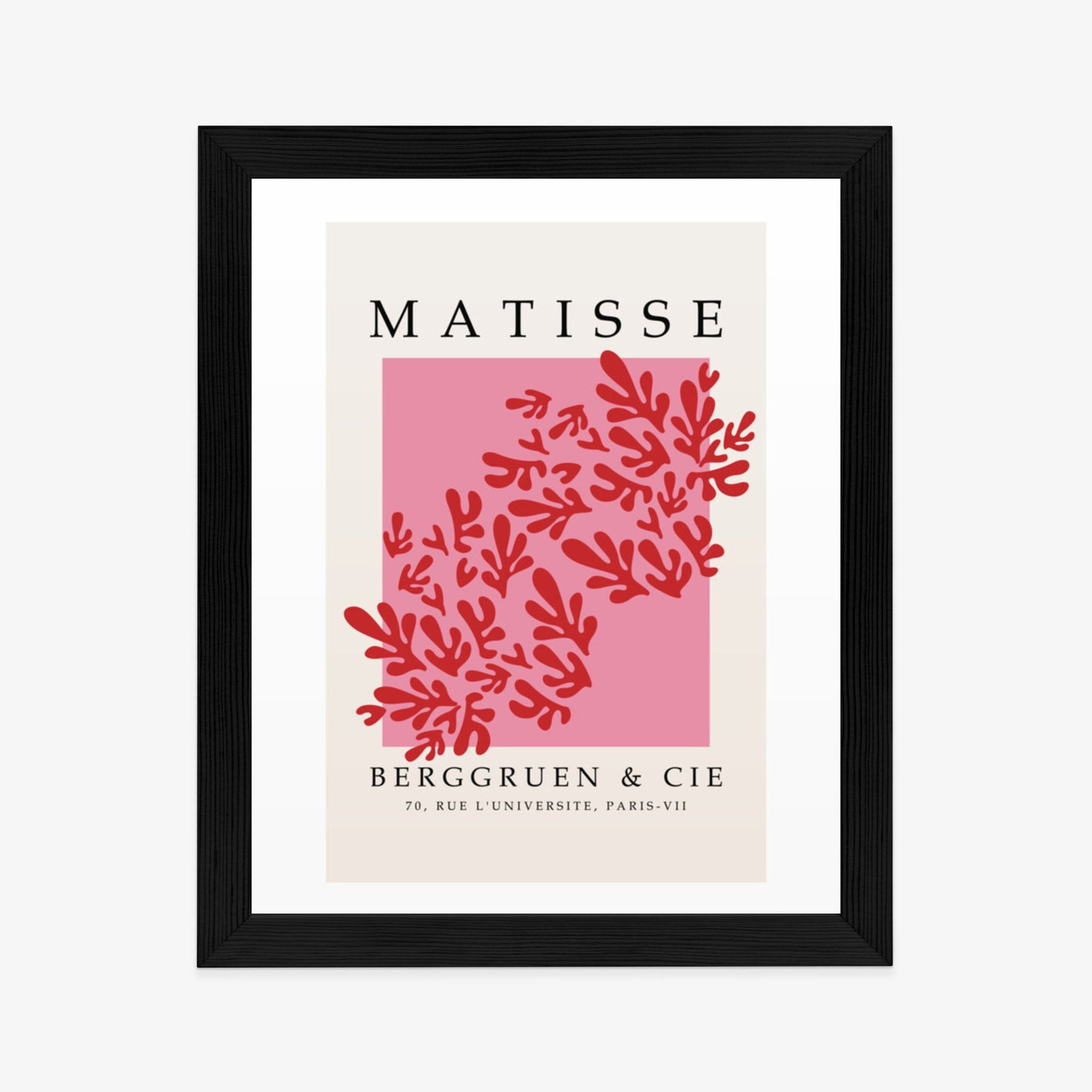 Poster Botanische Dekoration Im Matisse-Stil Rahmen Holz Mit Passepartout Farbe Natürlich