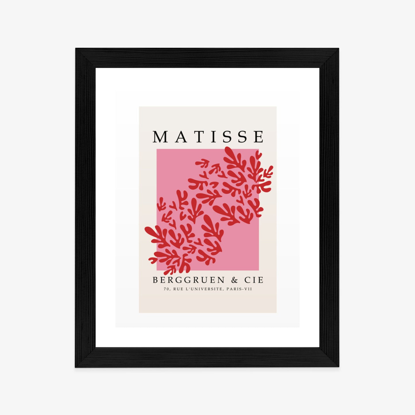 Poster Botanische Dekoration Im Matisse-Stil Rahmen Holz Mit Passepartout Farbe Natürlich