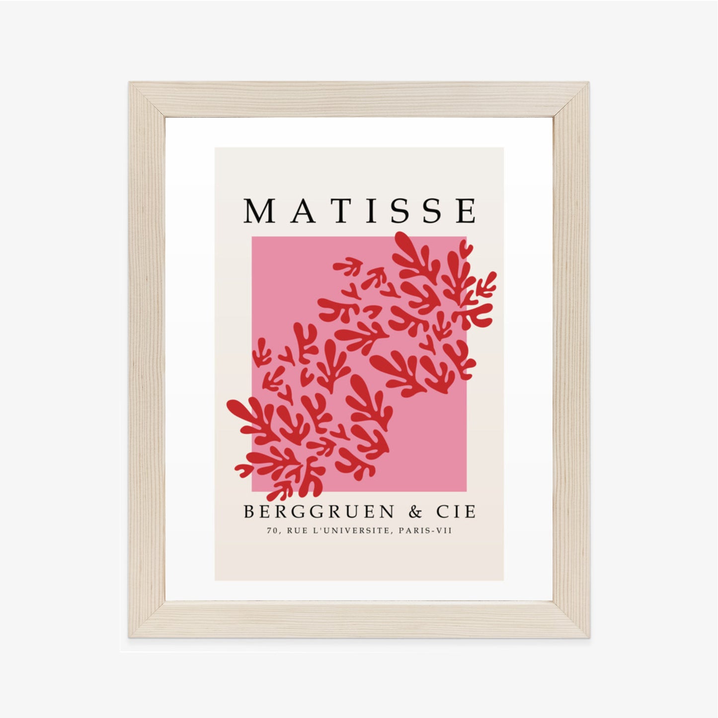 Poster Botanische Dekoration Im Matisse-Stil Rahmen Holz Mit Passepartout Farbe Natürlich