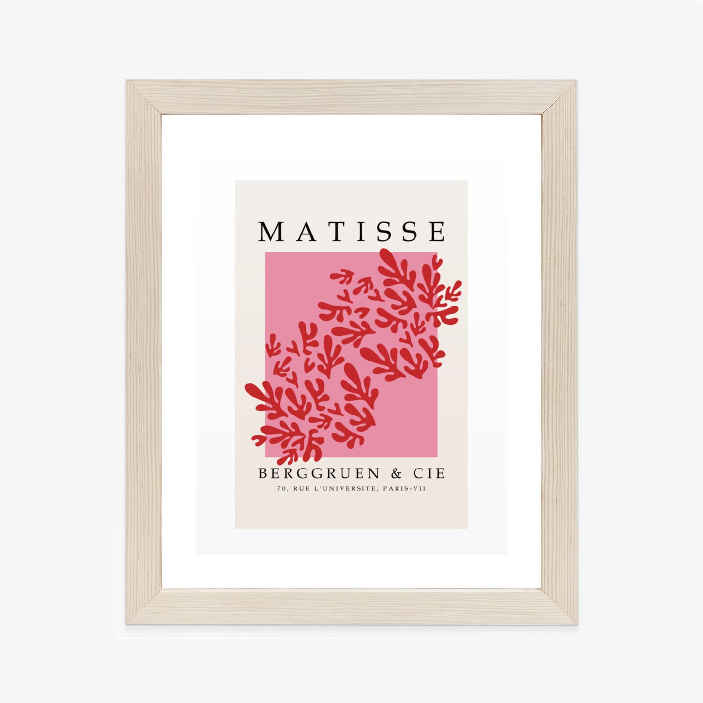Poster Botanische Dekoration Im Matisse-Stil Rahmen Holz Mit Passepartout Farbe Natürlich