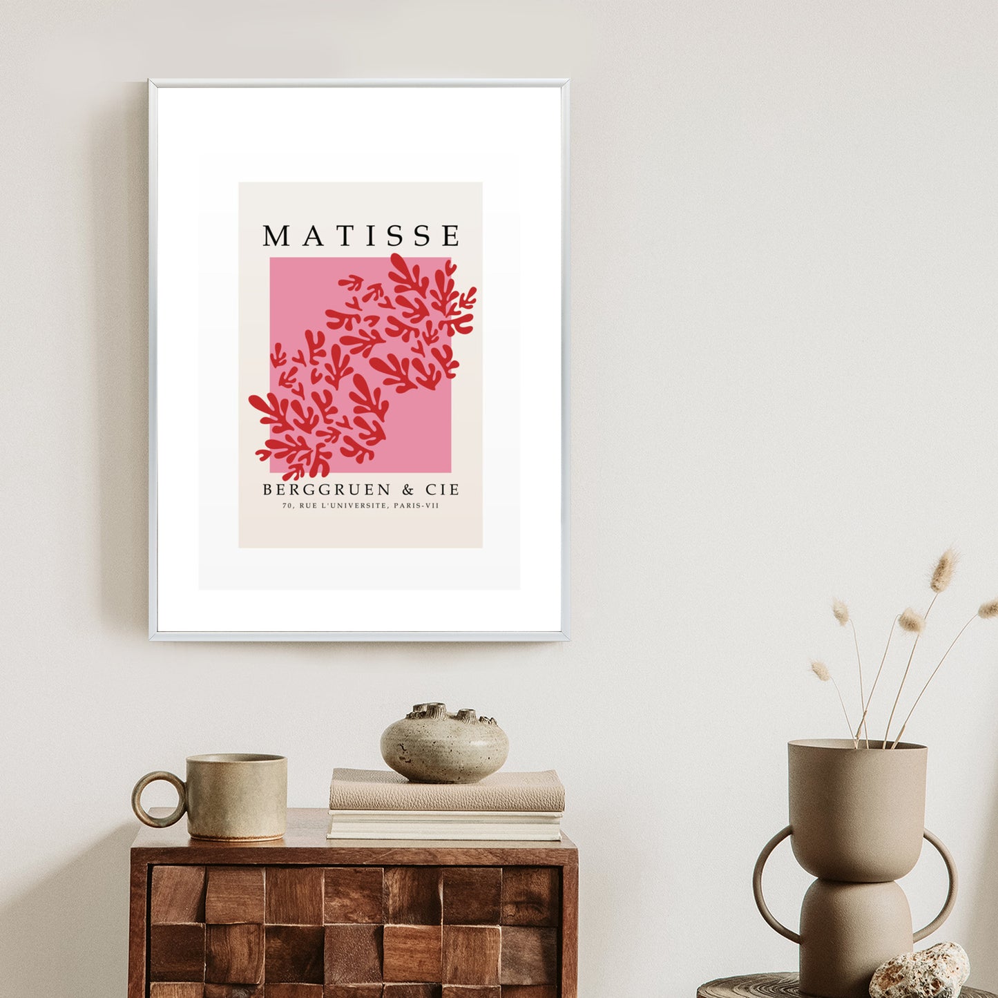 Poster Botanische Dekoration Im Matisse-Stil Rahmen Holz Mit Passepartout Farbe Natürlich
