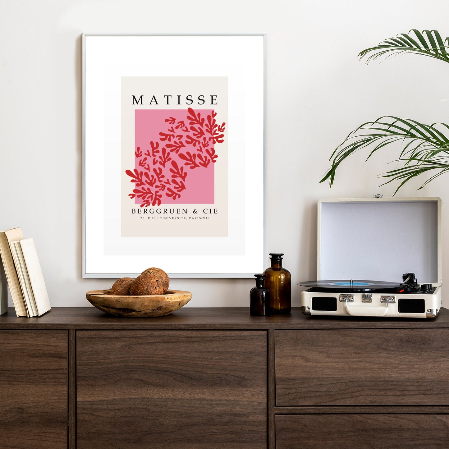 Poster Botanische Dekoration Im Matisse-Stil Rahmen Holz Mit Passepartout Farbe Natürlich