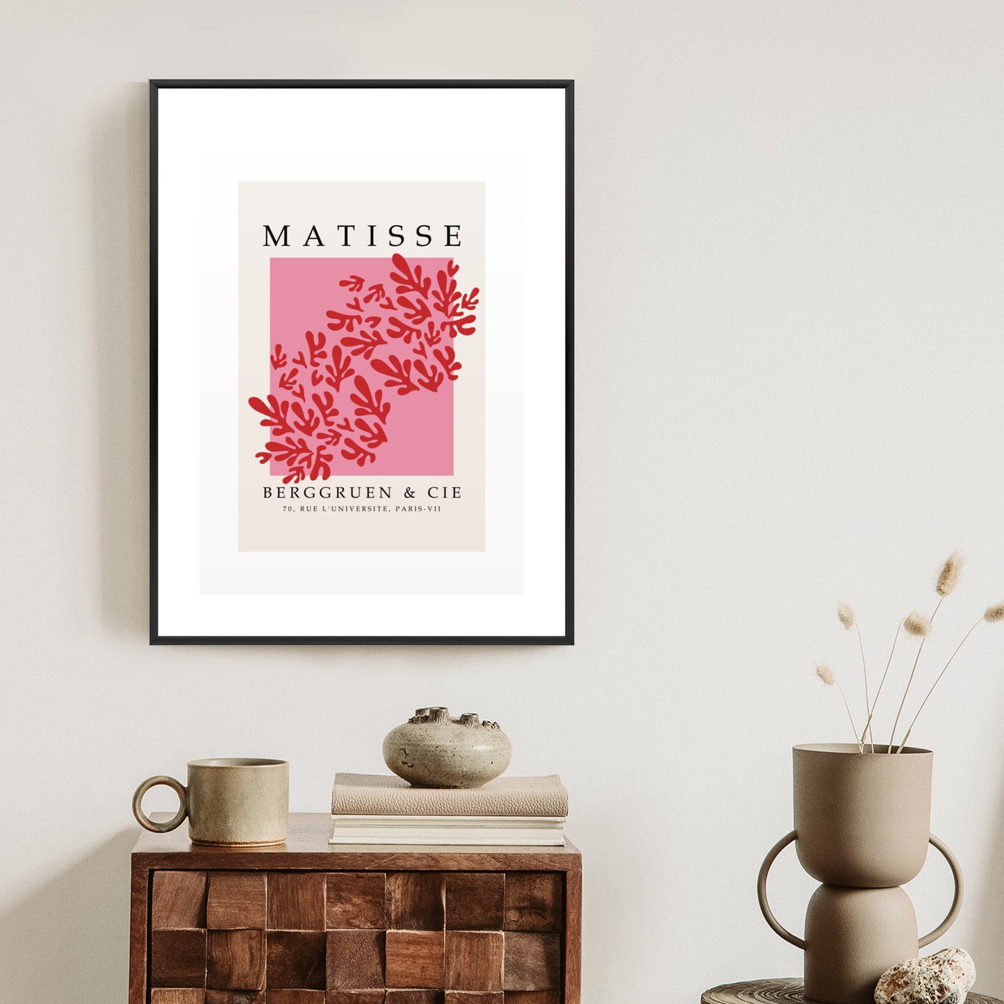 Poster Botanische Dekoration Im Matisse-Stil Rahmen Holz Mit Passepartout Farbe Natürlich