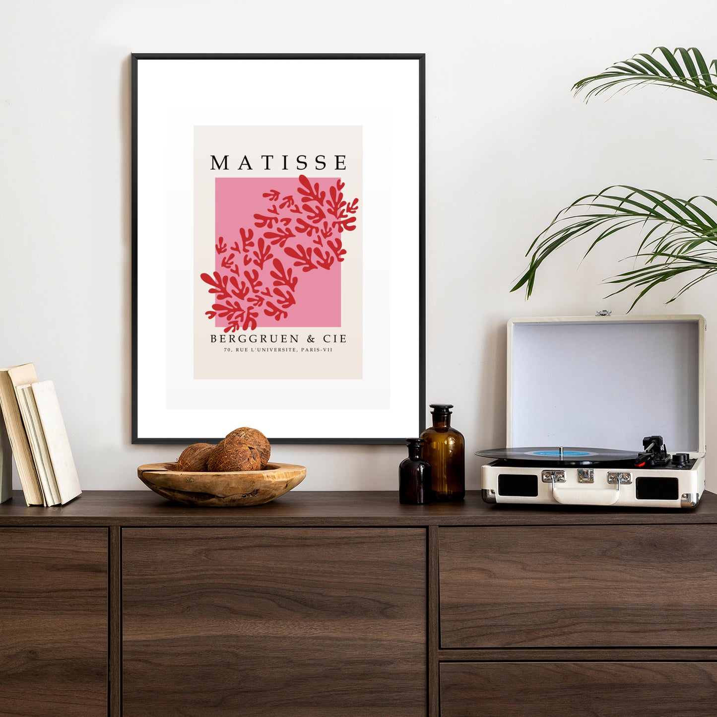 Poster Botanische Dekoration Im Matisse-Stil Rahmen Holz Mit Passepartout Farbe Natürlich