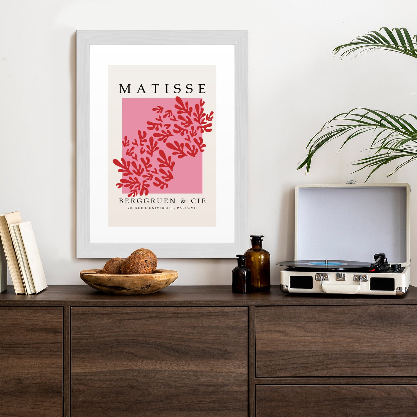 Poster Botanische Dekoration Im Matisse-Stil Rahmen Holz Mit Passepartout Farbe Natürlich