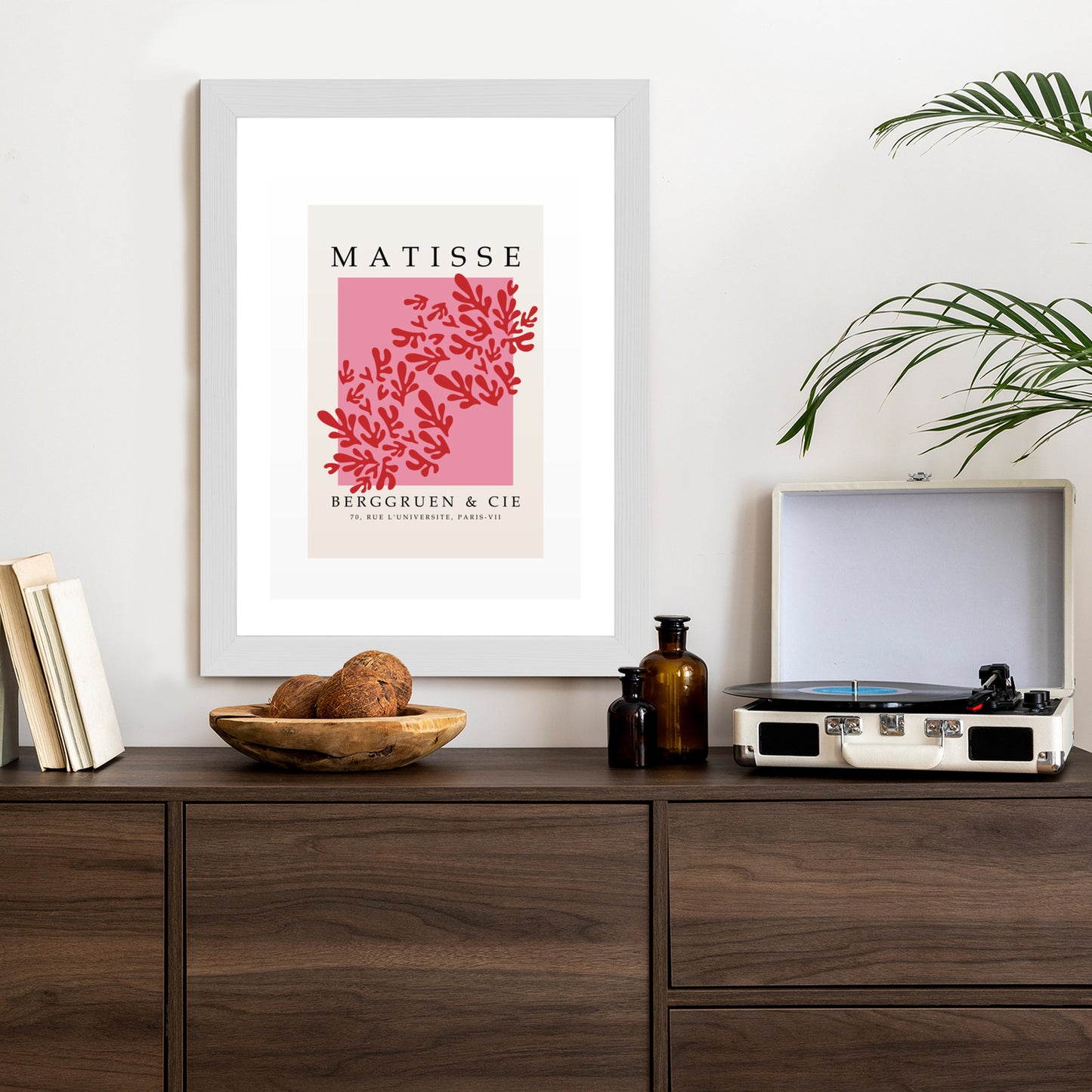 Poster Botanische Dekoration Im Matisse-Stil Rahmen Holz Mit Passepartout Farbe Natürlich