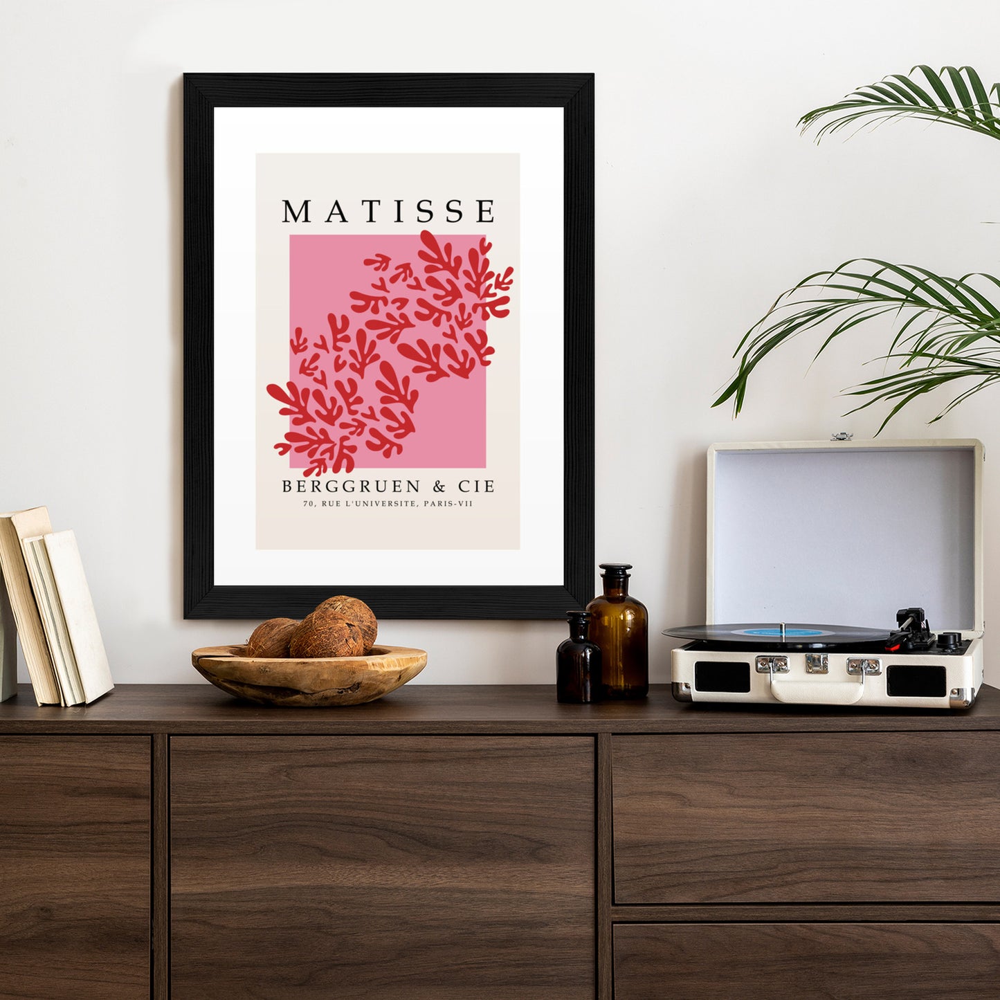 Poster Botanische Dekoration Im Matisse-Stil Rahmen Holz Mit Passepartout Farbe Natürlich