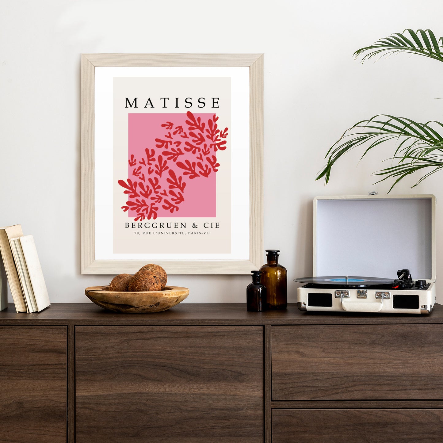 Poster Botanische Dekoration Im Matisse-Stil Rahmen Holz Mit Passepartout Farbe Natürlich